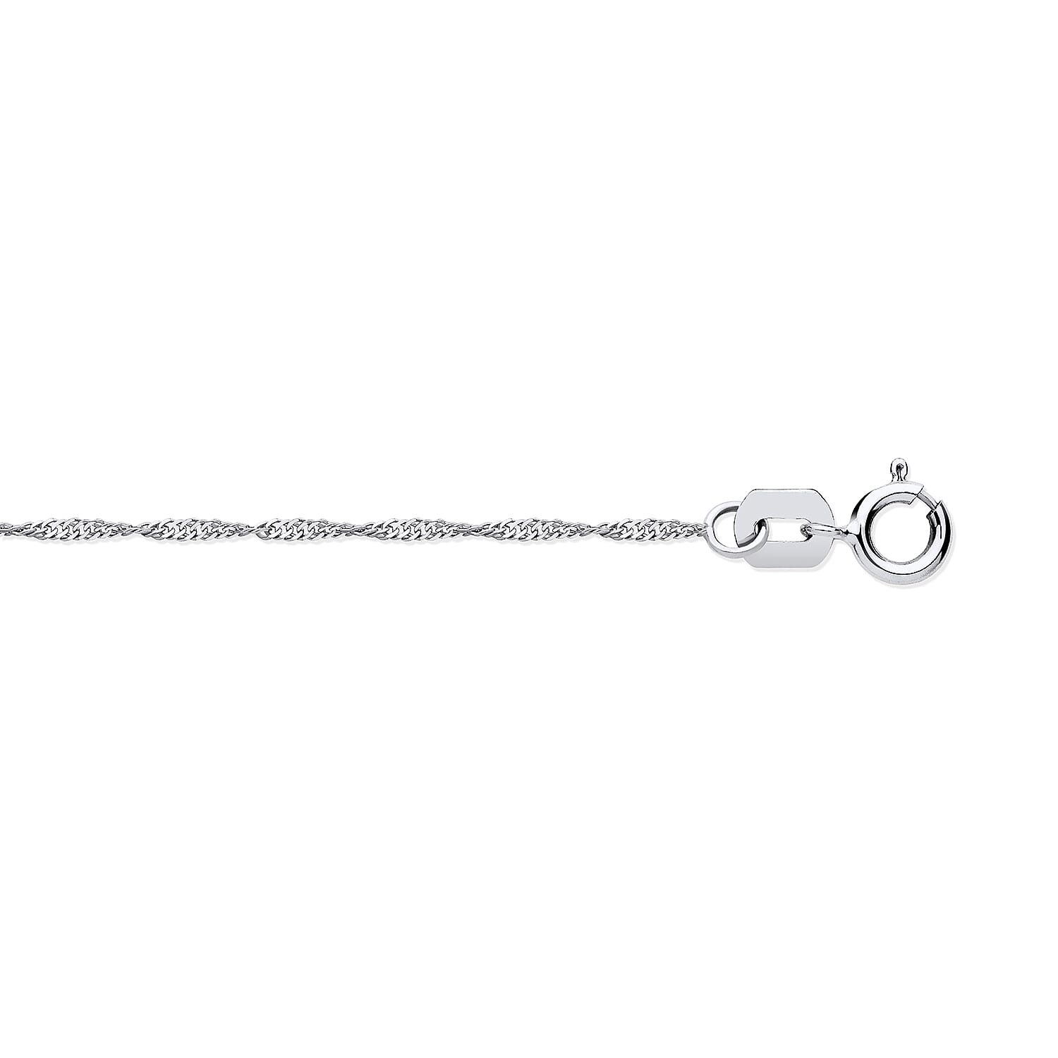 Hatton Garden- 9K White Gold Curb Chain (Size 20) with Spring Ring Clasp