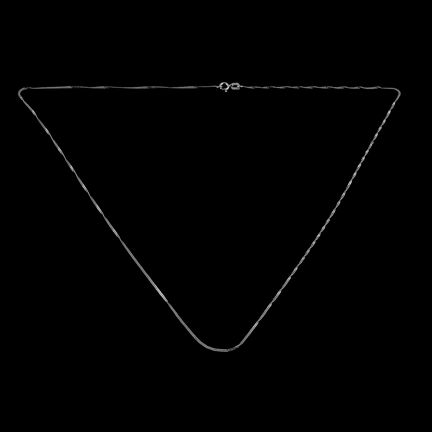 Hatton Garden- 9K White Gold Curb Chain (Size 20) with Spring Ring Clasp