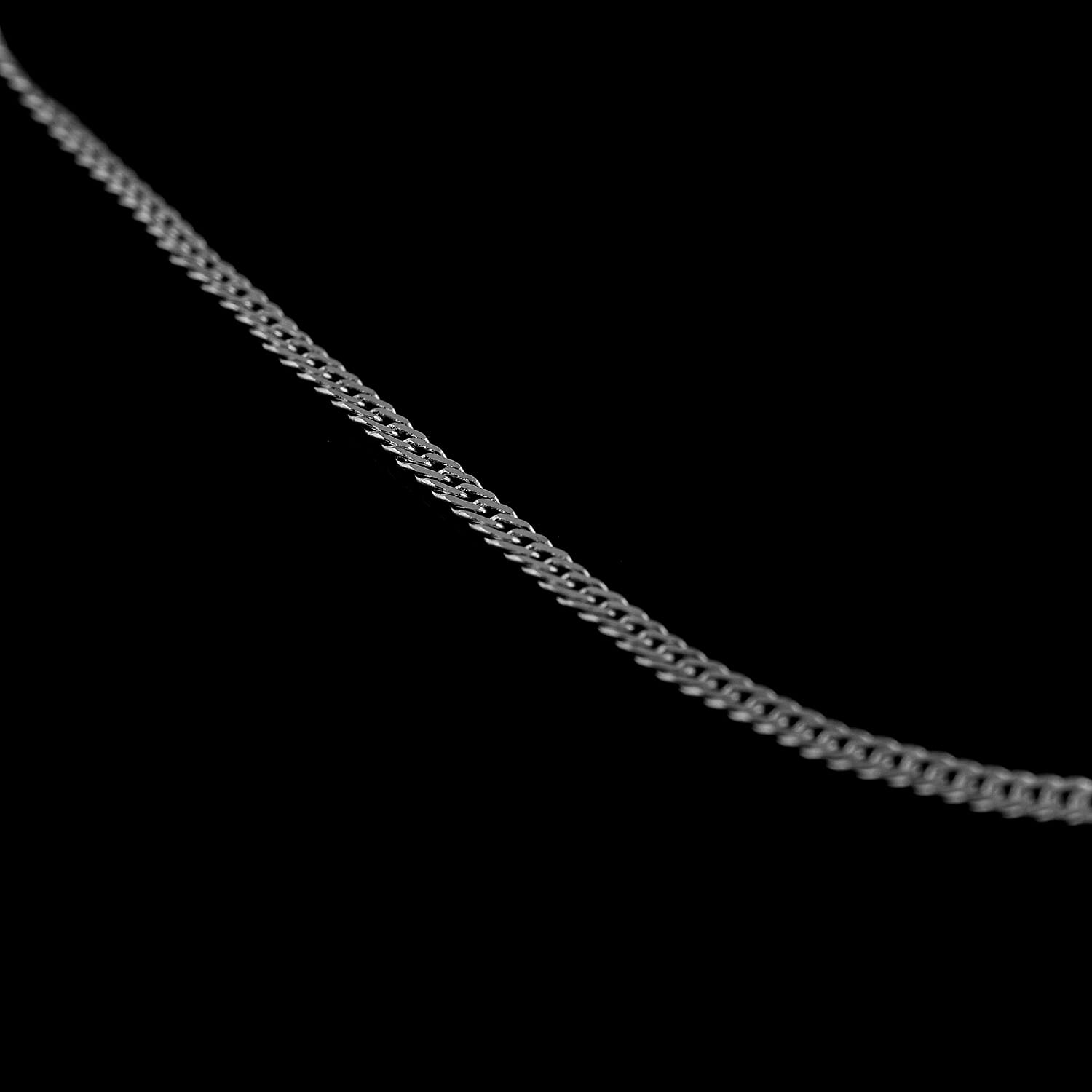 Hatton Garden- 9K White Gold Curb Chain (Size 20) with Spring Ring Clasp