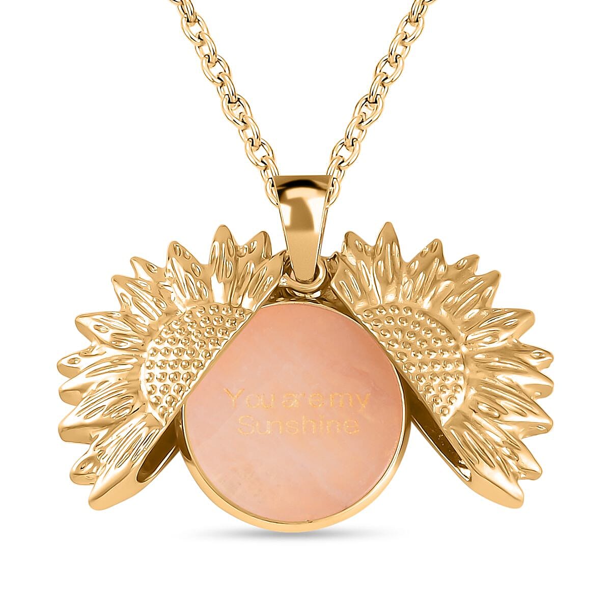 Rose Quartz Openable Wings Necklace (Size - 24) in Yellow Gold Tone 25.00 Ct