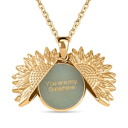 Aventurine Openable Wings Necklace (Size - 24) in Yellow Gold Tone 25.00 Ct