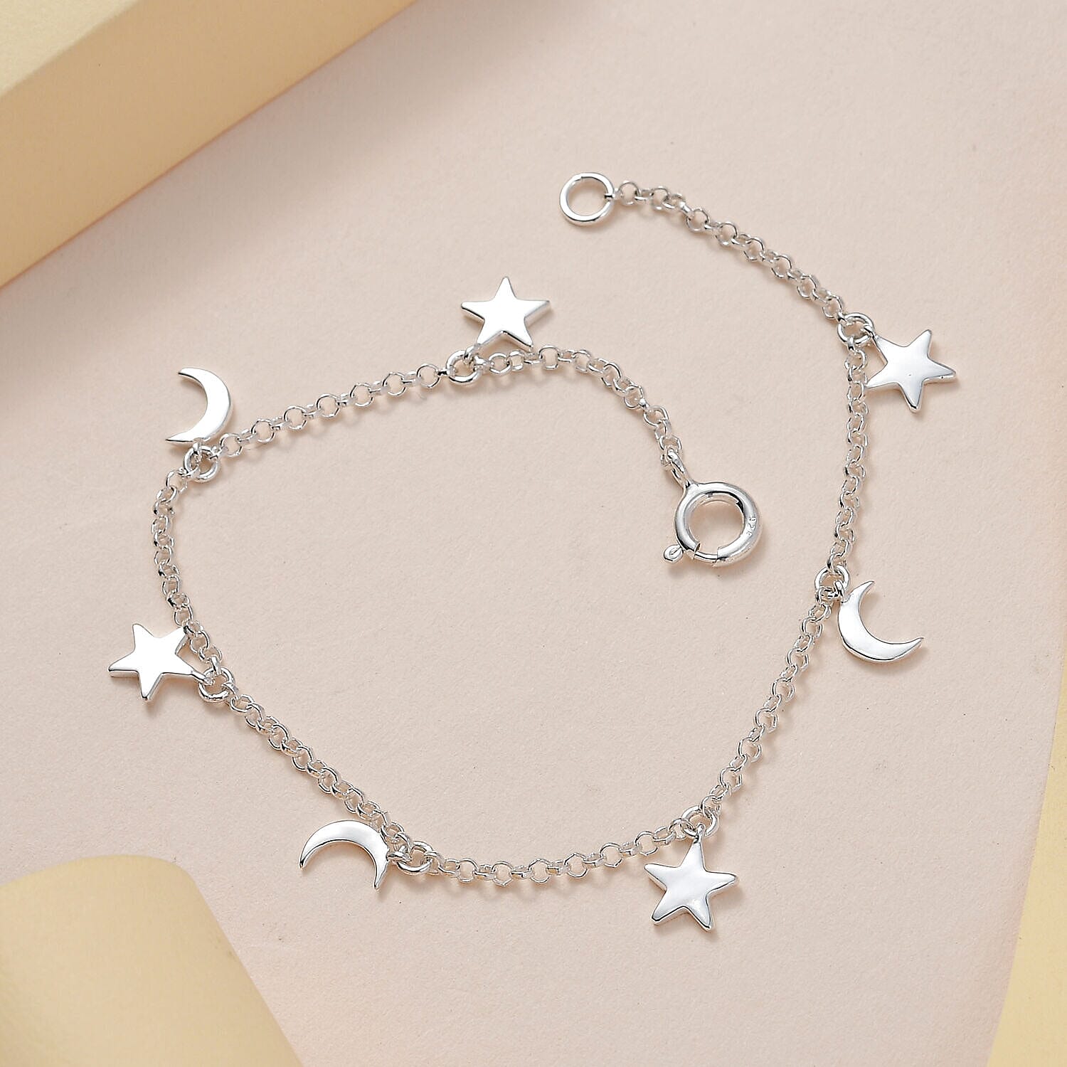 New York Close Out Deal - Sterling Silver Charms Bracelet (Size - 7.5) with Lobster Clasp