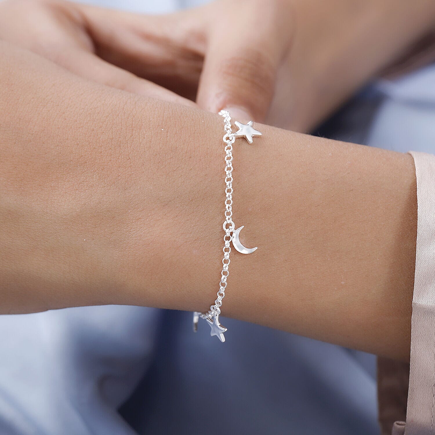 New York Close Out Deal - Sterling Silver Charms Bracelet (Size - 7.5) with Lobster Clasp