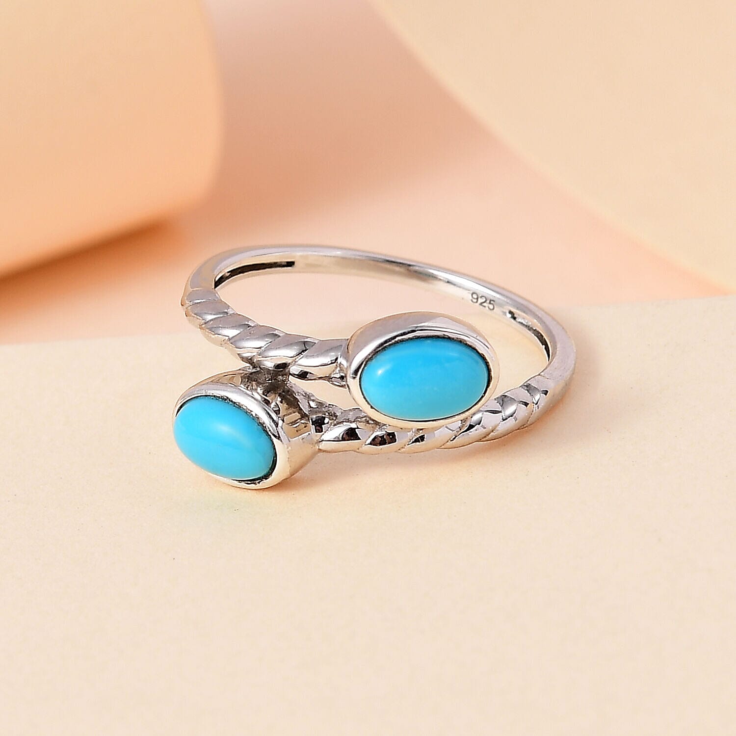 Tucson Closeout - Arizona Sleeping Beauty Turquoise Ring in Platinum Overlay Sterling Silver