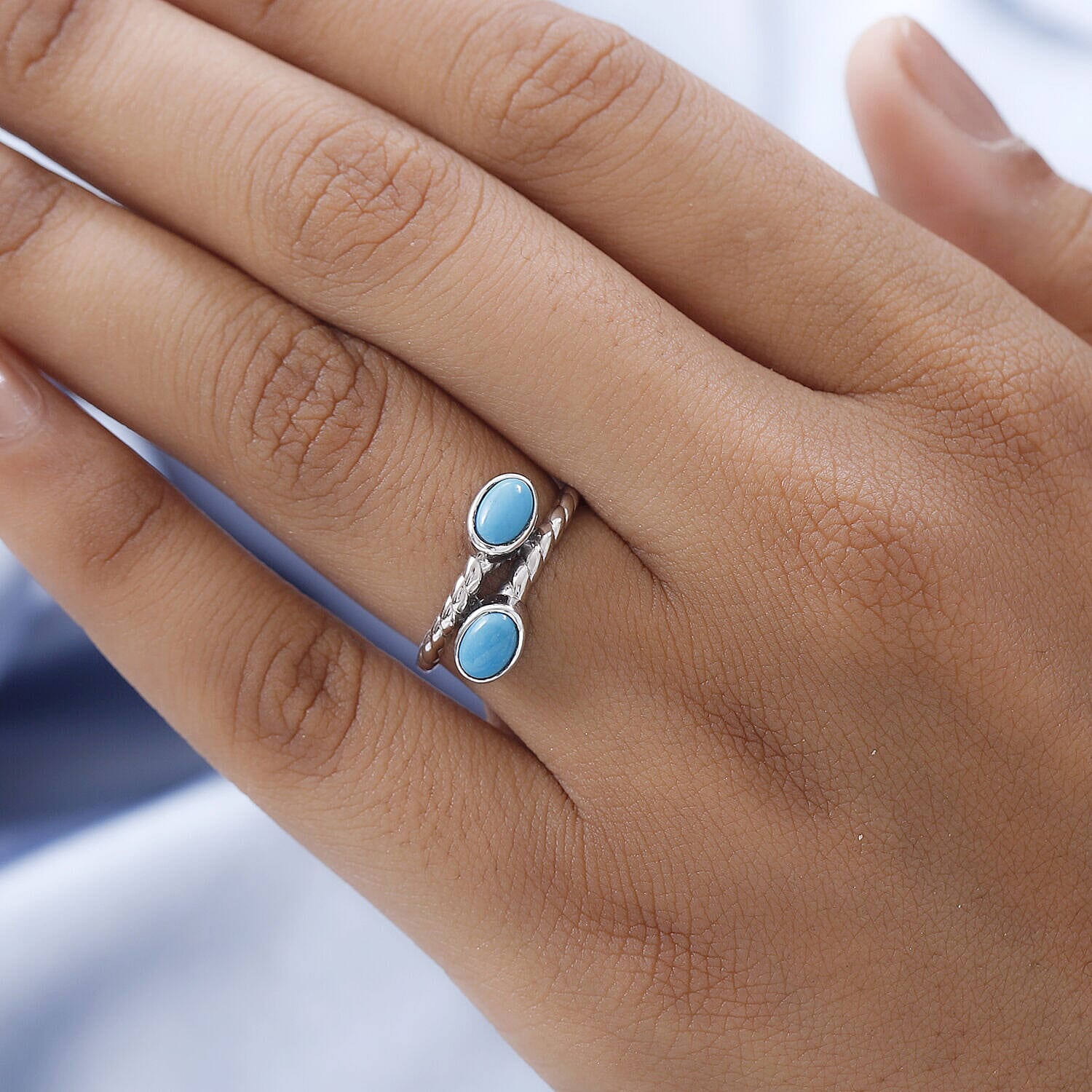 Tucson Closeout - Arizona Sleeping Beauty Turquoise Ring in Platinum Overlay Sterling Silver