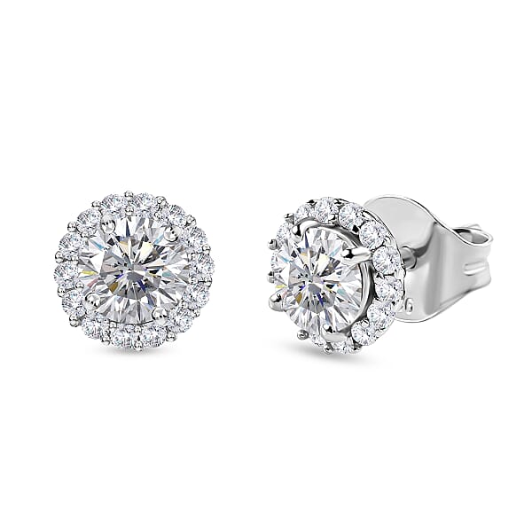 Platinum-Plated Moissanite Stud Earrings