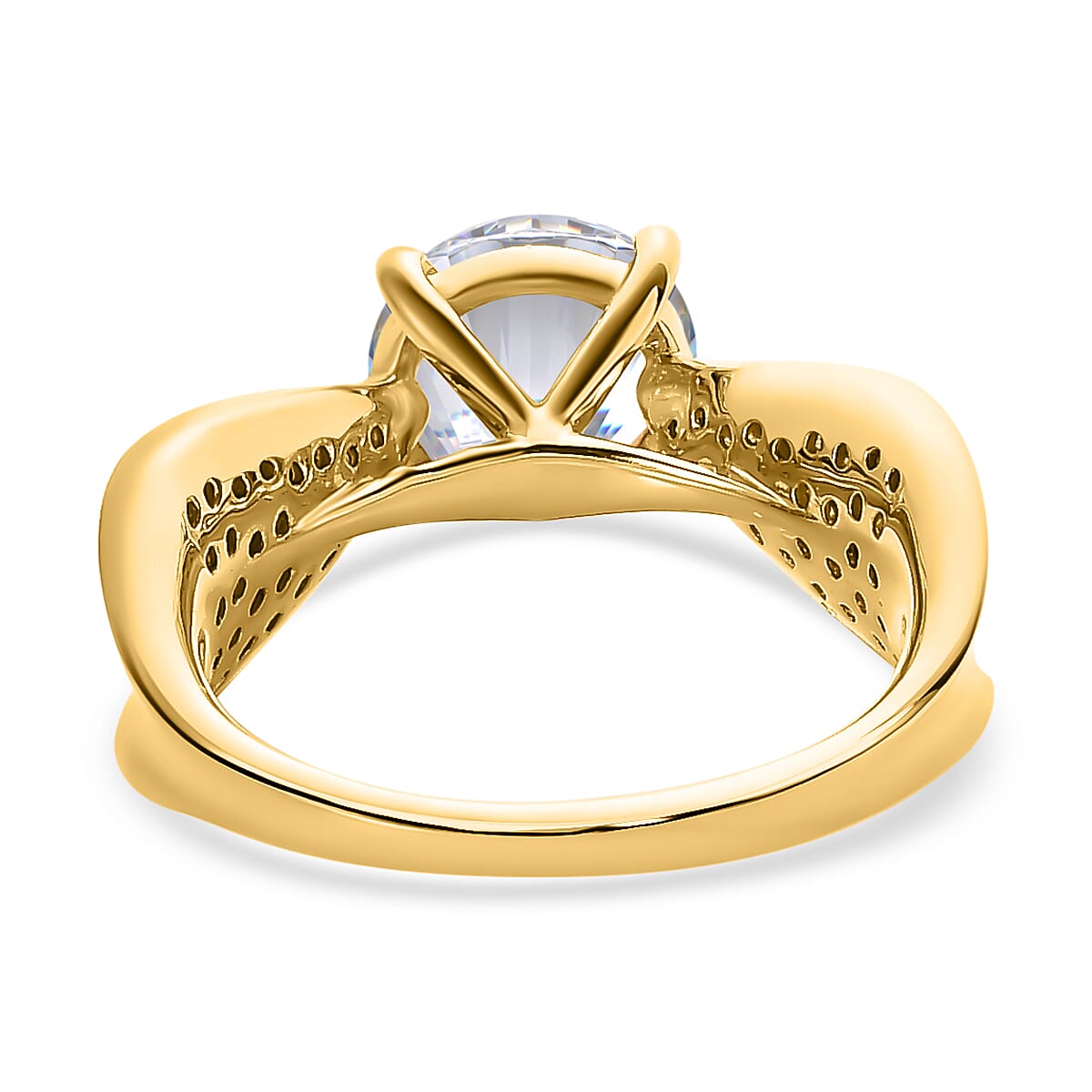 Moissanite Ring in 18K Yellow Gold Vermeil Plated Sterling Silver 2.57 Ct.