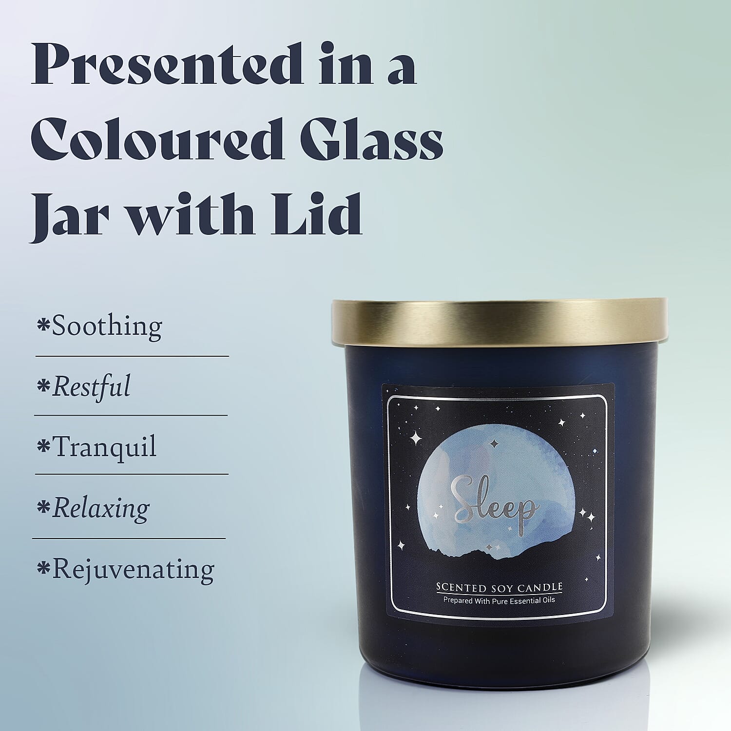 SLEEP Scented Colour Glass Jar Candle with Lid Blend of Pure Essesntial Oil - 200g