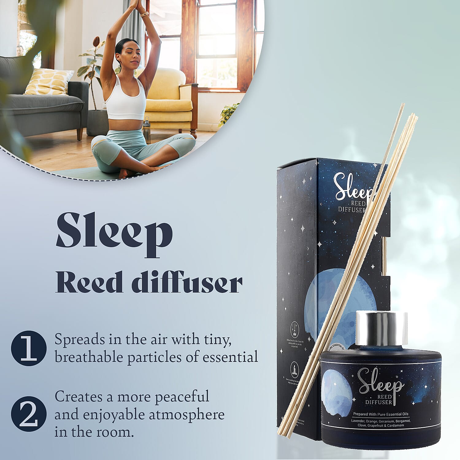 SLEEP Reed Diffuser (100ml) with 6 Reeds Blend of Pure Essential Oil