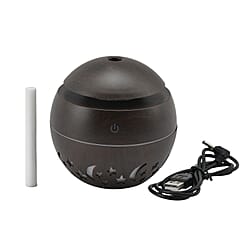 Ultrasonic Aroma Humidifier with LED Light (Size 10x9 cm) - Dark Brown