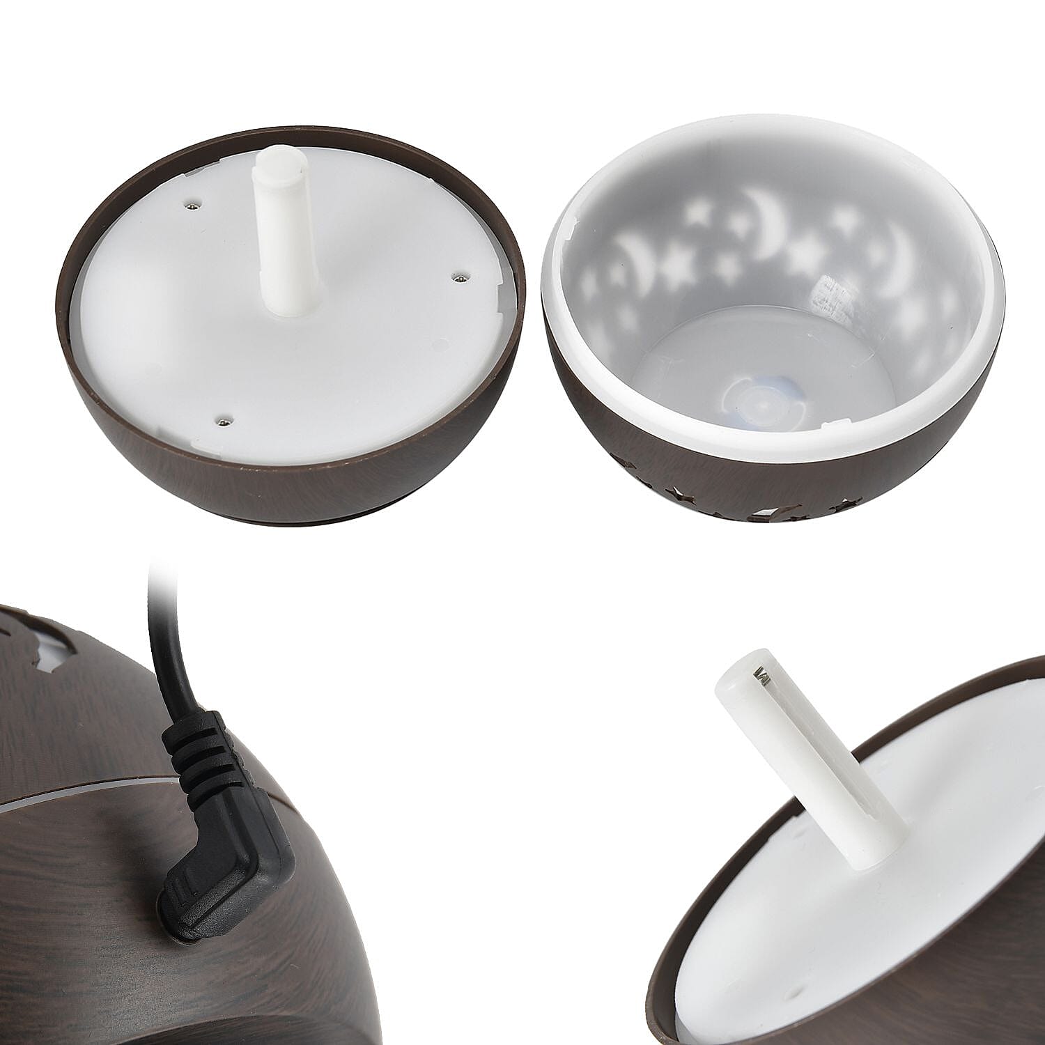 Ultrasonic Aroma Humidifier with LED Light (Size 10x9 cm) - Dark Brown