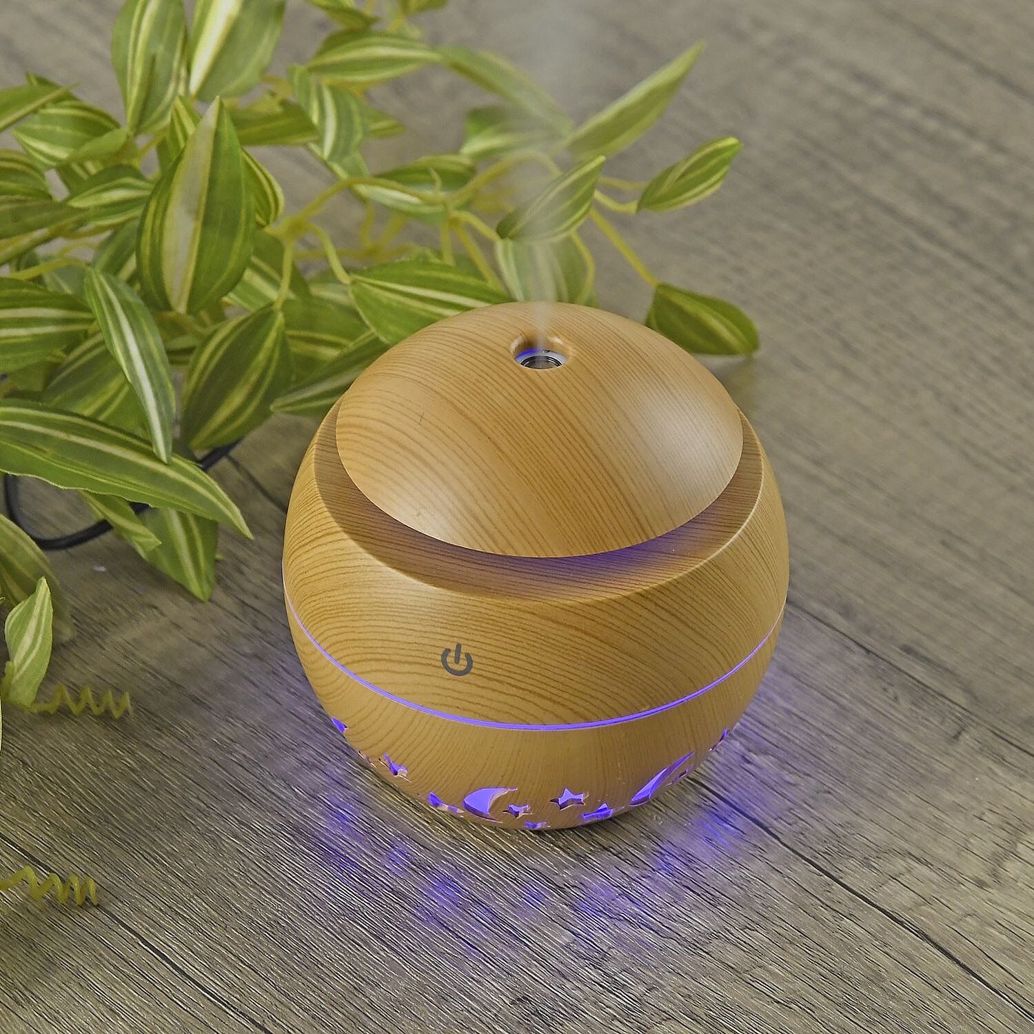 Ultrasonic Aroma Humidifier with LED Light (Size 10x9 cm) - Light Brown