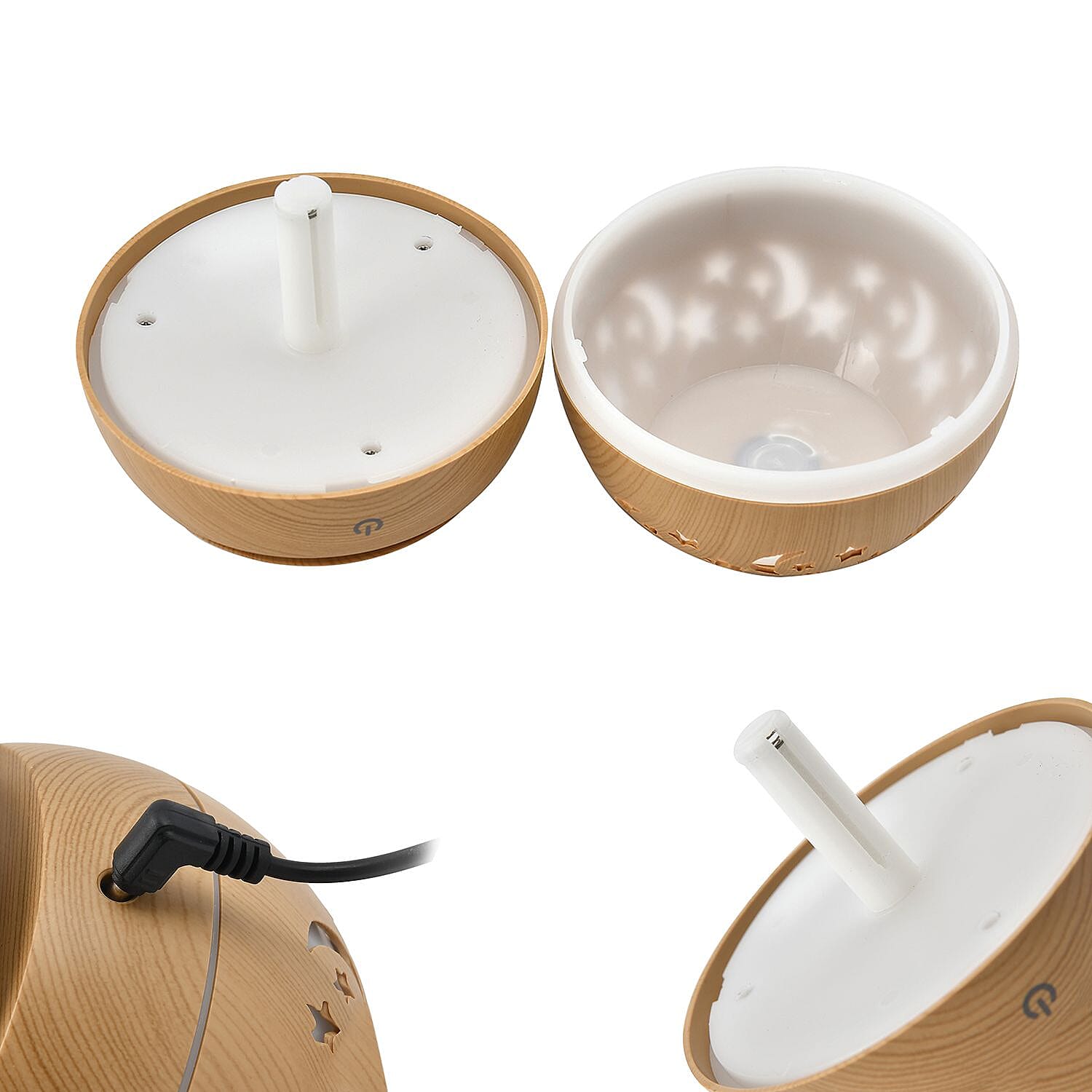 Ultrasonic Aroma Humidifier with LED Light (Size 10x9 cm) - Light Brown