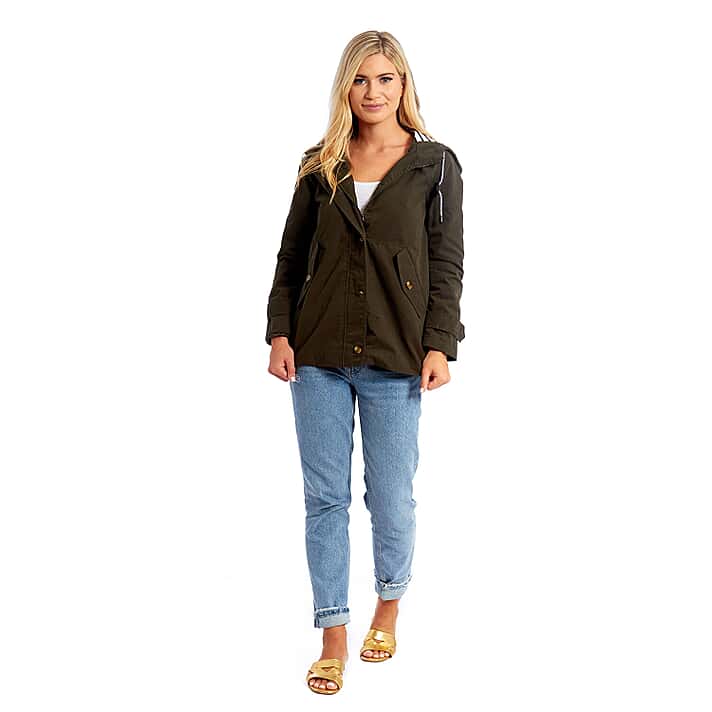 Betty Kay - Ladies Stripe Lined Cotton Jacket (Size 10) - Khaki