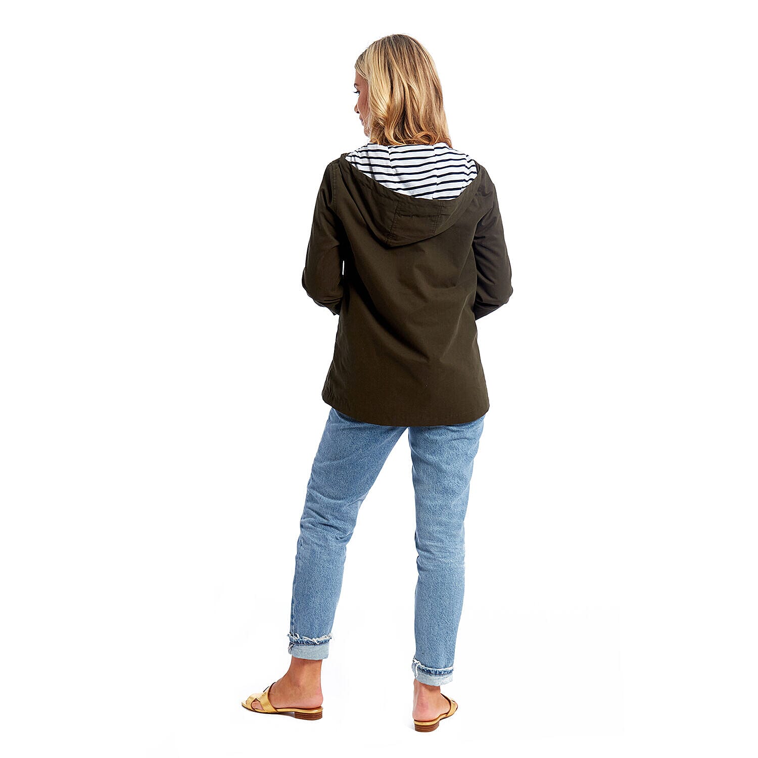 Betty Kay - Ladies Stripe Lined 100% Cotton Jacket (Size 12) - Khaki