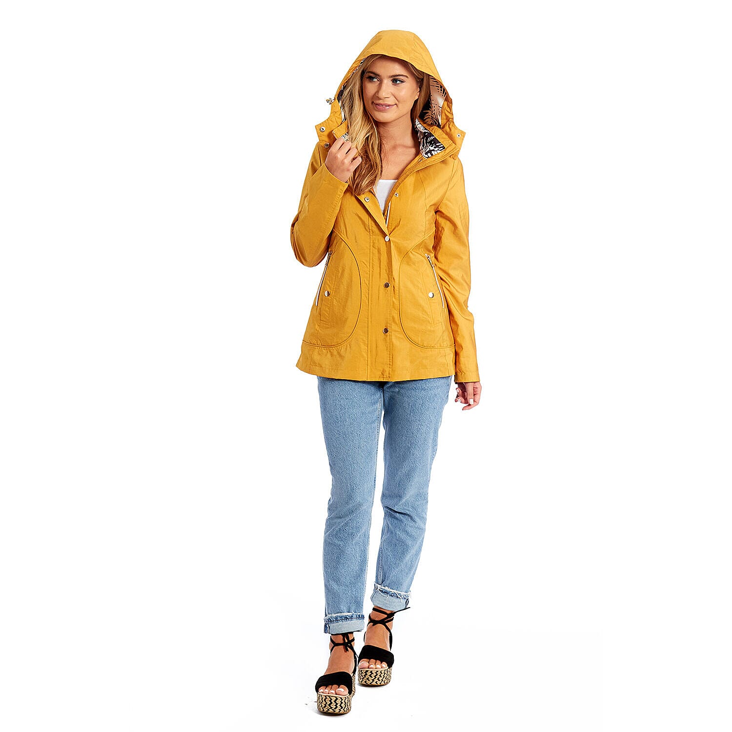 Betty Kay - Ladies Hooded Lightweight Woven Jacket (Size 12) - Mustard