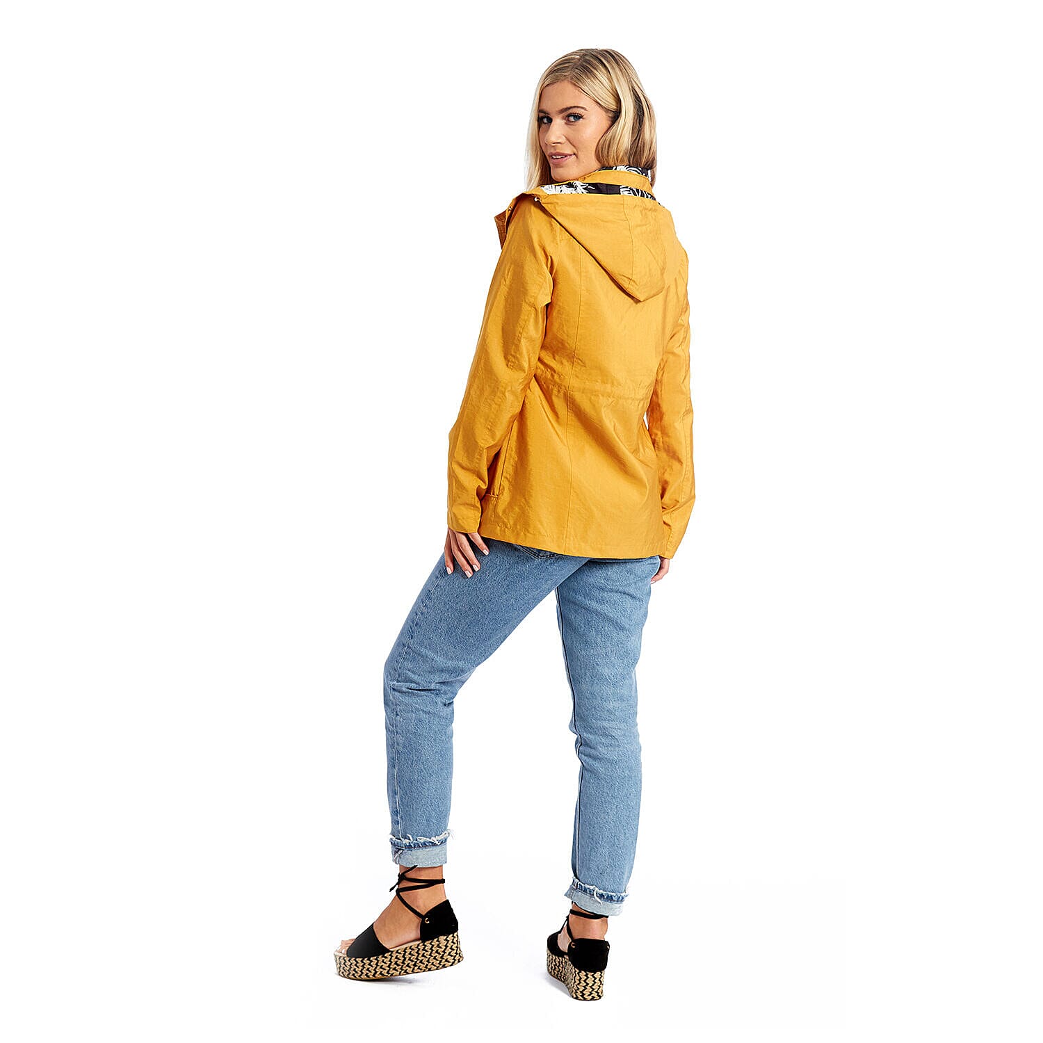 Betty Kay - Ladies Hooded Lightweight Woven Jacket (Size 14) - Mustard