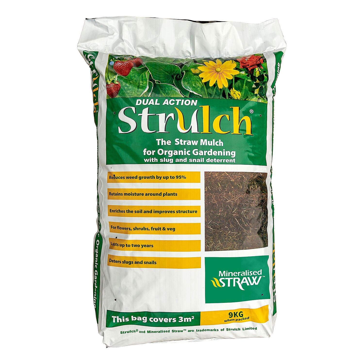 Strulch Mineralised Straw Garden Mulch 9kg Bag