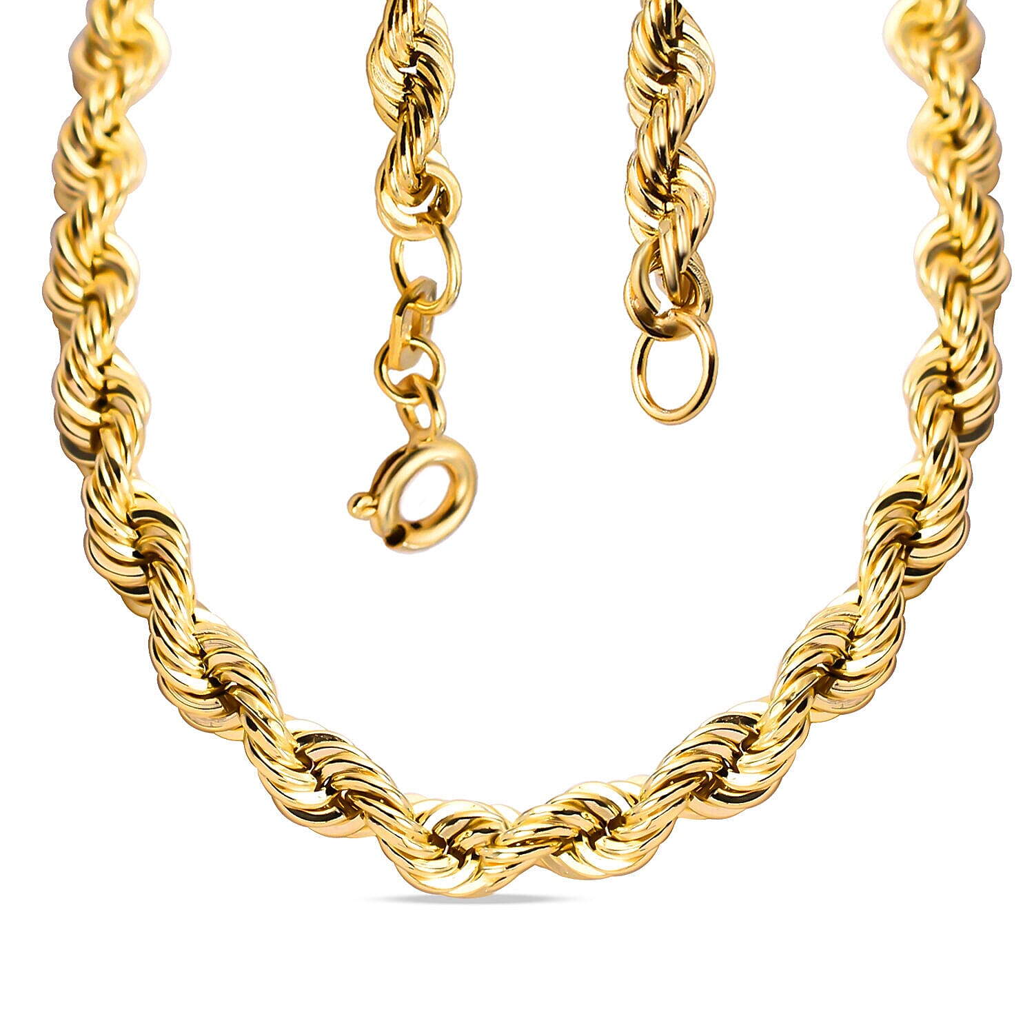 9K Yellow Gold Rope Necklace (Size - 18) with Spring Ring Clasp, Gold Wt. 4.90 Gms