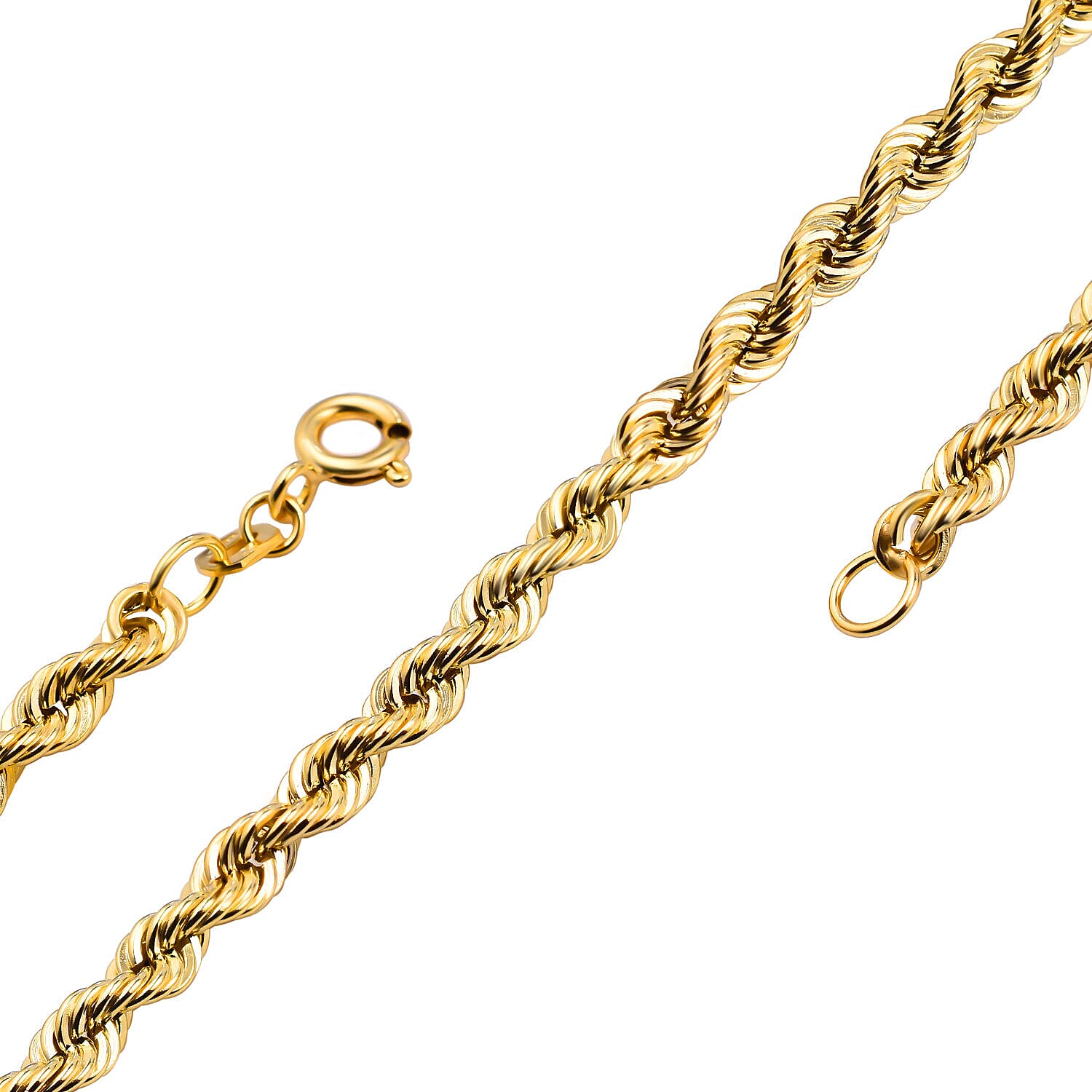 9K Yellow Gold Rope Necklace (Size - 18) with Spring Ring Clasp, Gold Wt. 4.90 Gms