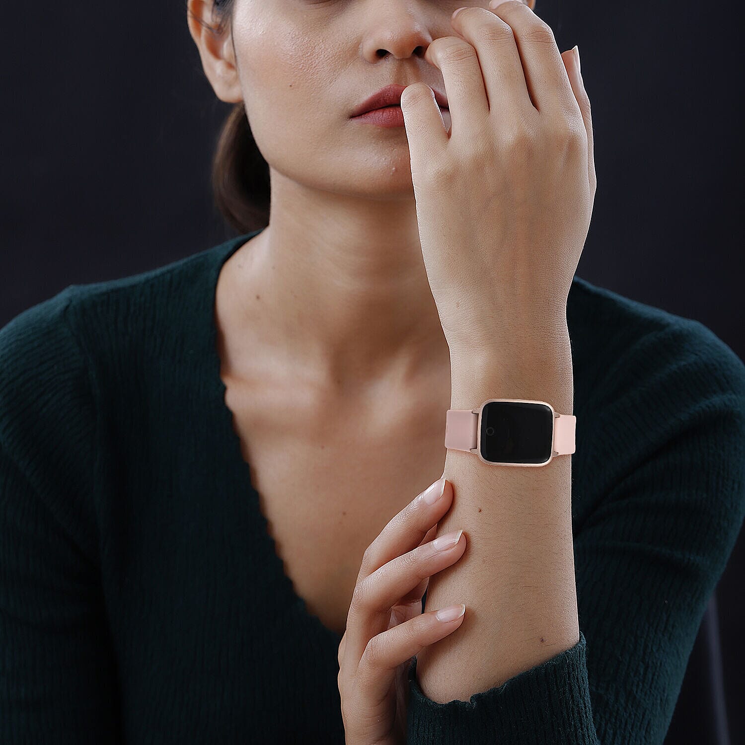 IP68 Water Proof Smart Watch with Touch Control, Heart Rate Monitor, Step Counter, Sleep Monitor, Calorie counter, Call and Message Notification, Sports and Relax Mode, for Android and IOS- Pink