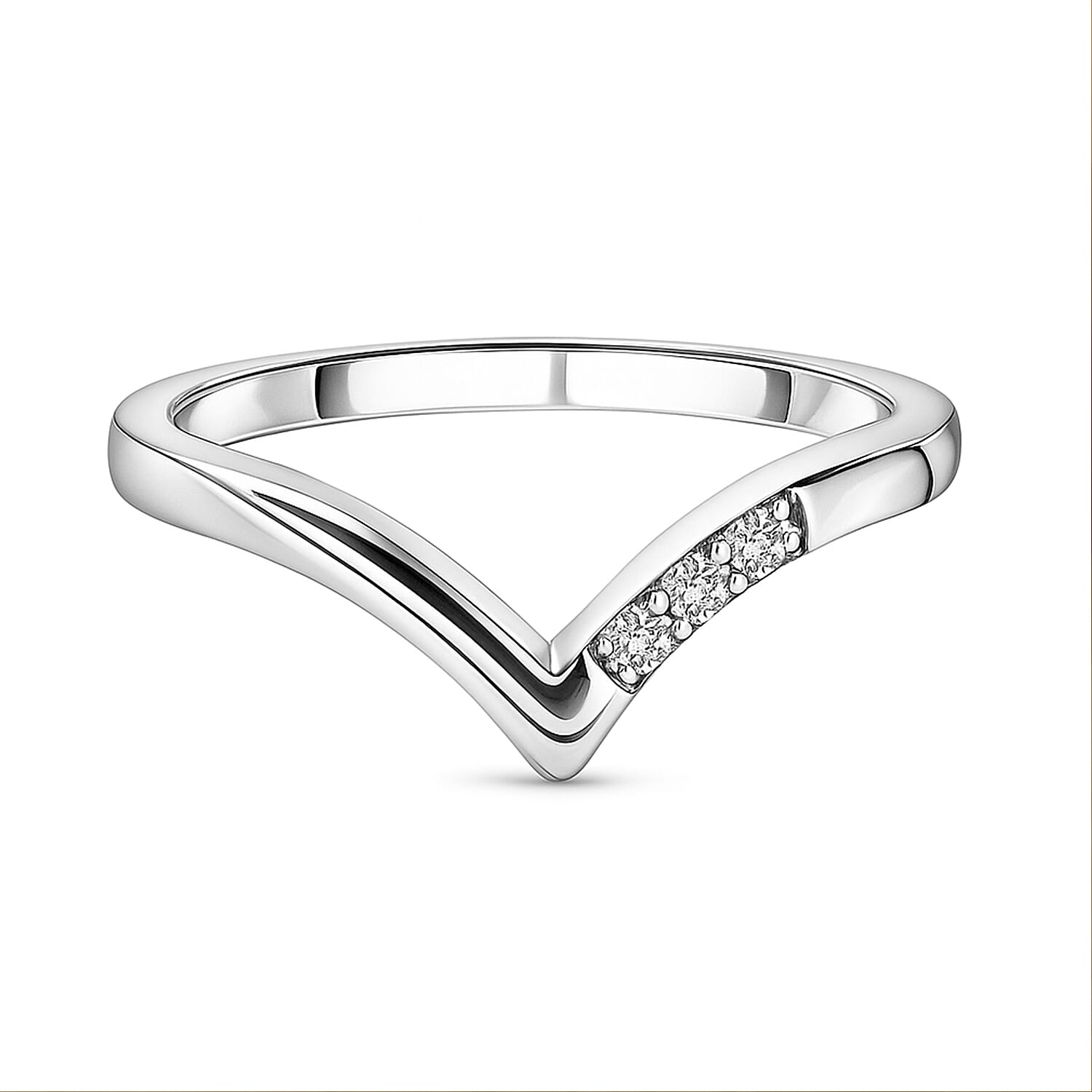 Diamond Wishbone Ring in Sterling Silver 0.051 Ct
