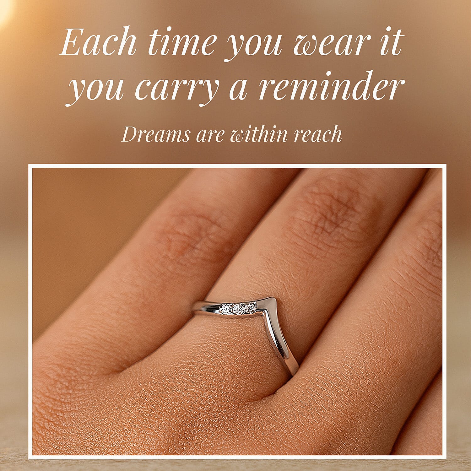 Diamond Wishbone Ring in Sterling Silver 0.051 Ct