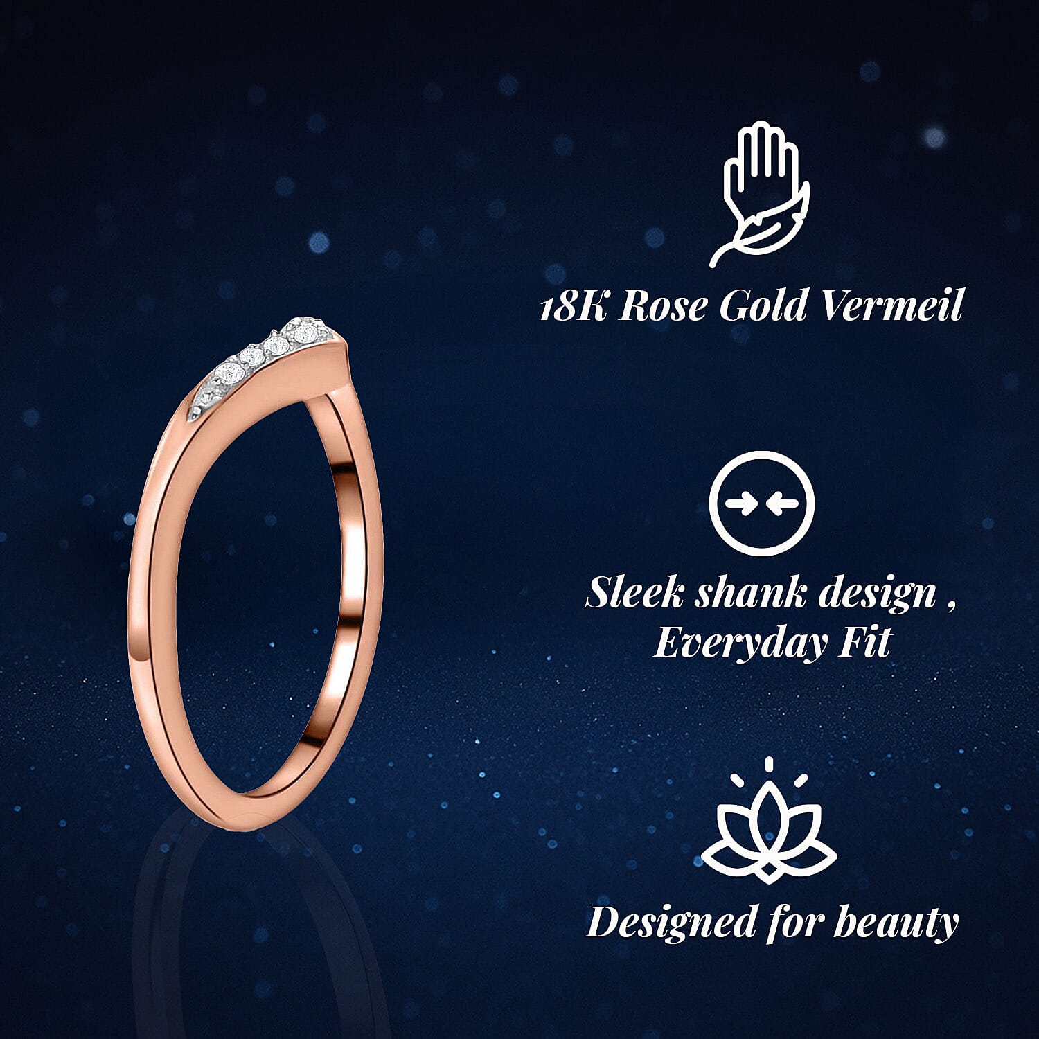 Diamond Wishbone Ring in Sterling Silver