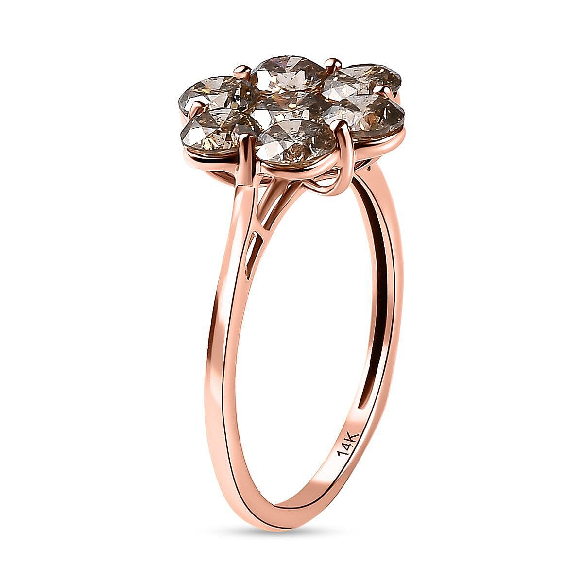 14K Rose Gold SGL Certified Natural Champagne Diamond Floral Ring 2.00 Ct.