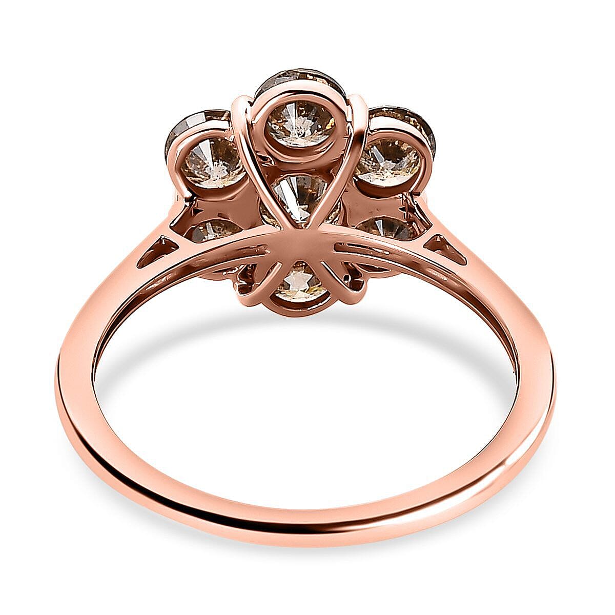 14K Rose Gold SGL Certified Natural Champagne Diamond Floral Ring 2.00 Ct.