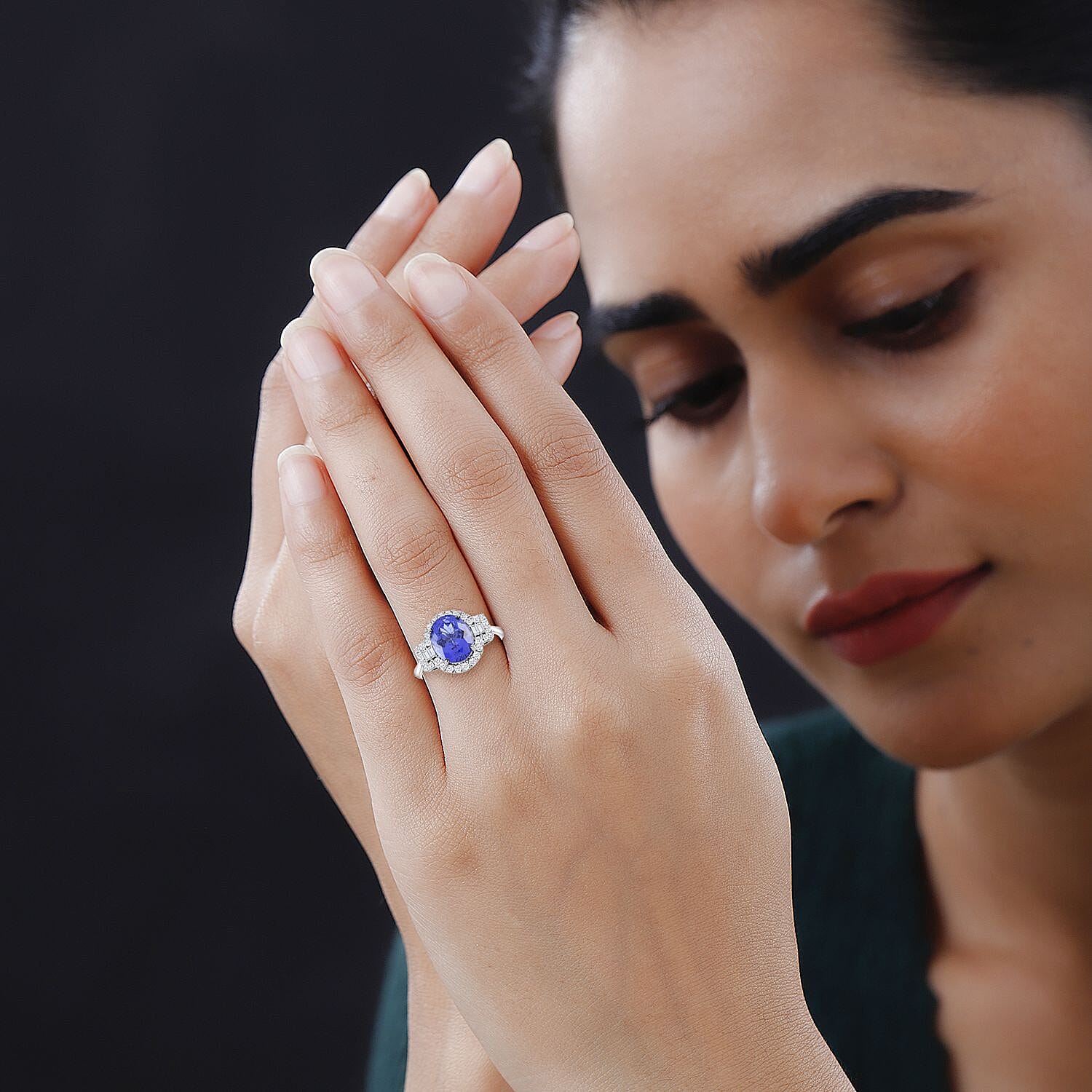 RHAPSODY 950 Platinum AAAA Tanzanite and Diamond (VS-E-F) Ring 5.29 Ct, Platinum Wt. 6.04 Gms Size L (Resize To I,J,K,M,N,O)