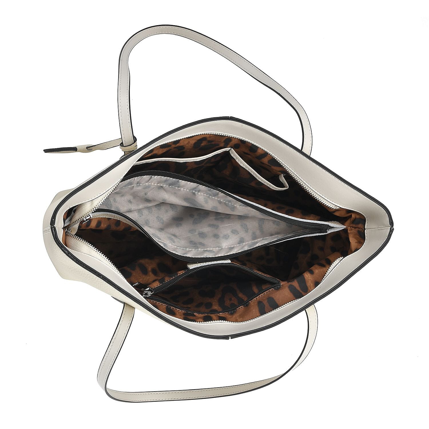 Rome Closeout -Genuine Leather Solid Tote Bag - White