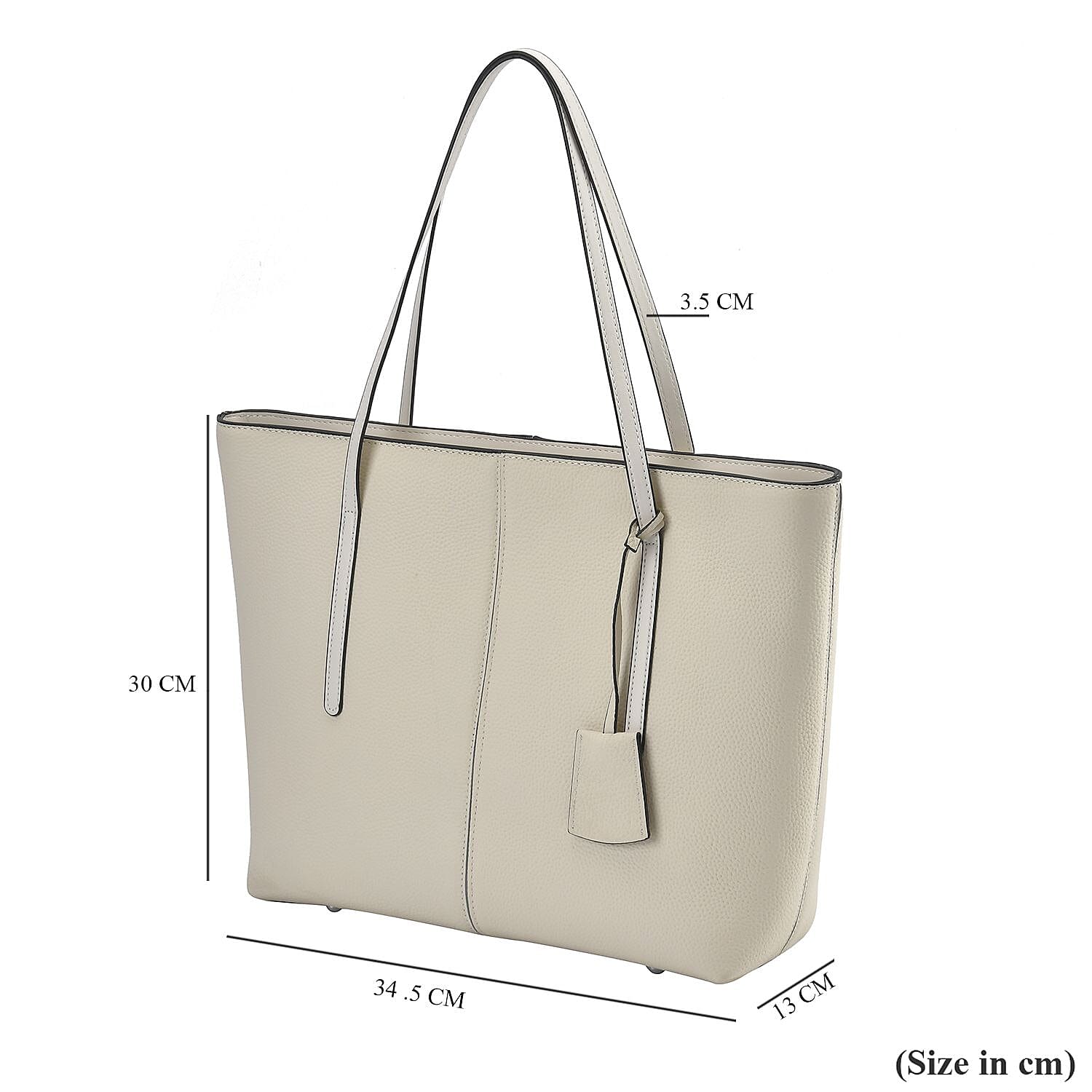 Rome Closeout -Genuine Leather Solid Tote Bag - White