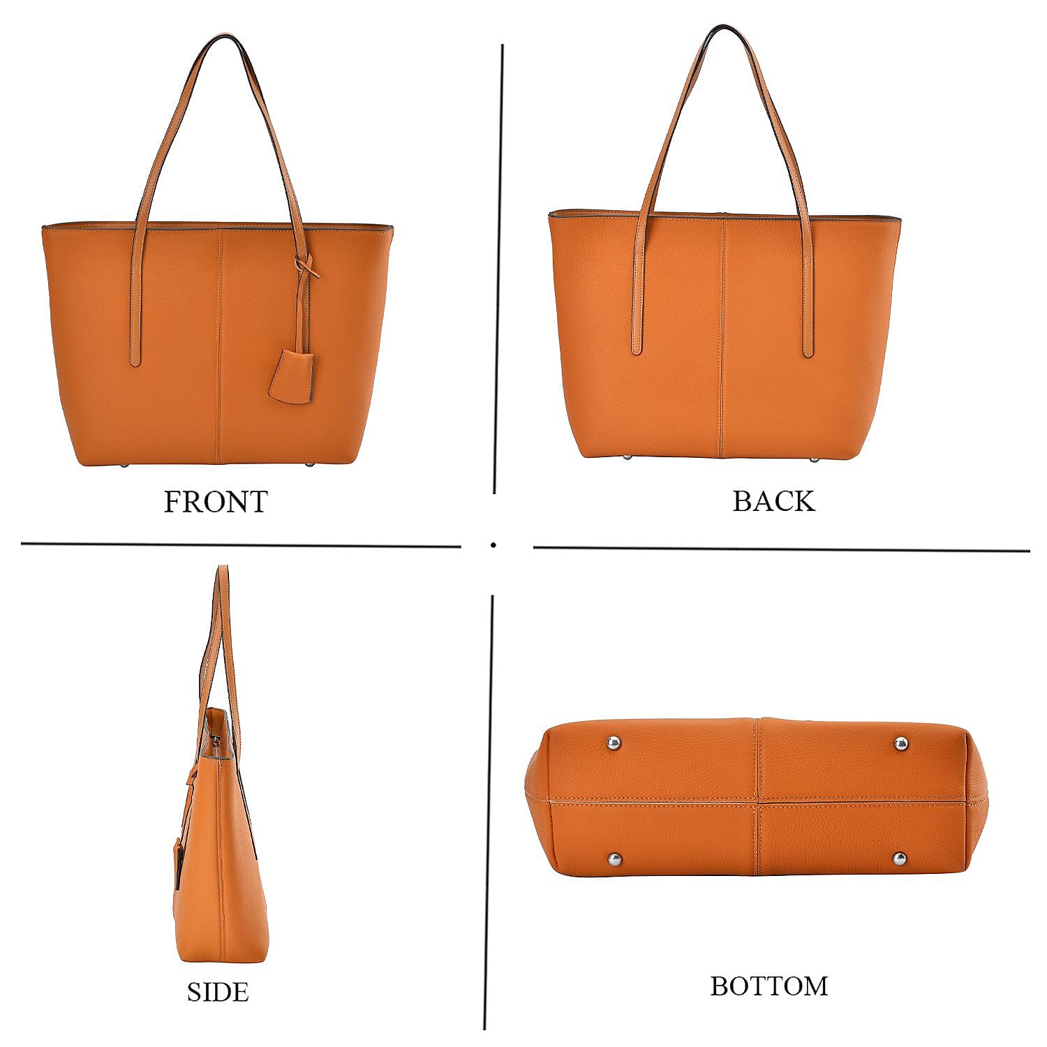 Rome Closeout Genuine Leather Solid Tote Bag  - Tan