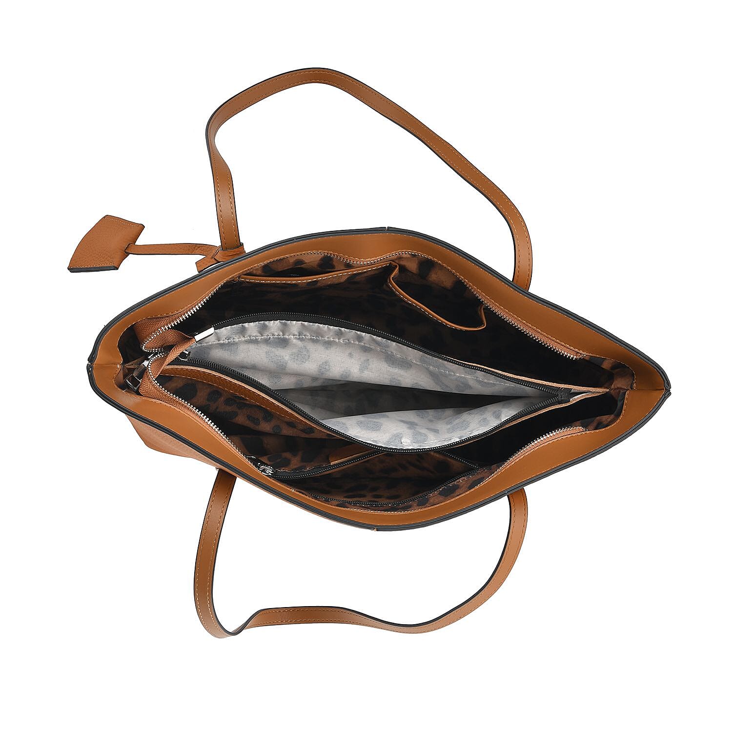 Rome Closeout Genuine Leather Solid Tote Bag  - Tan