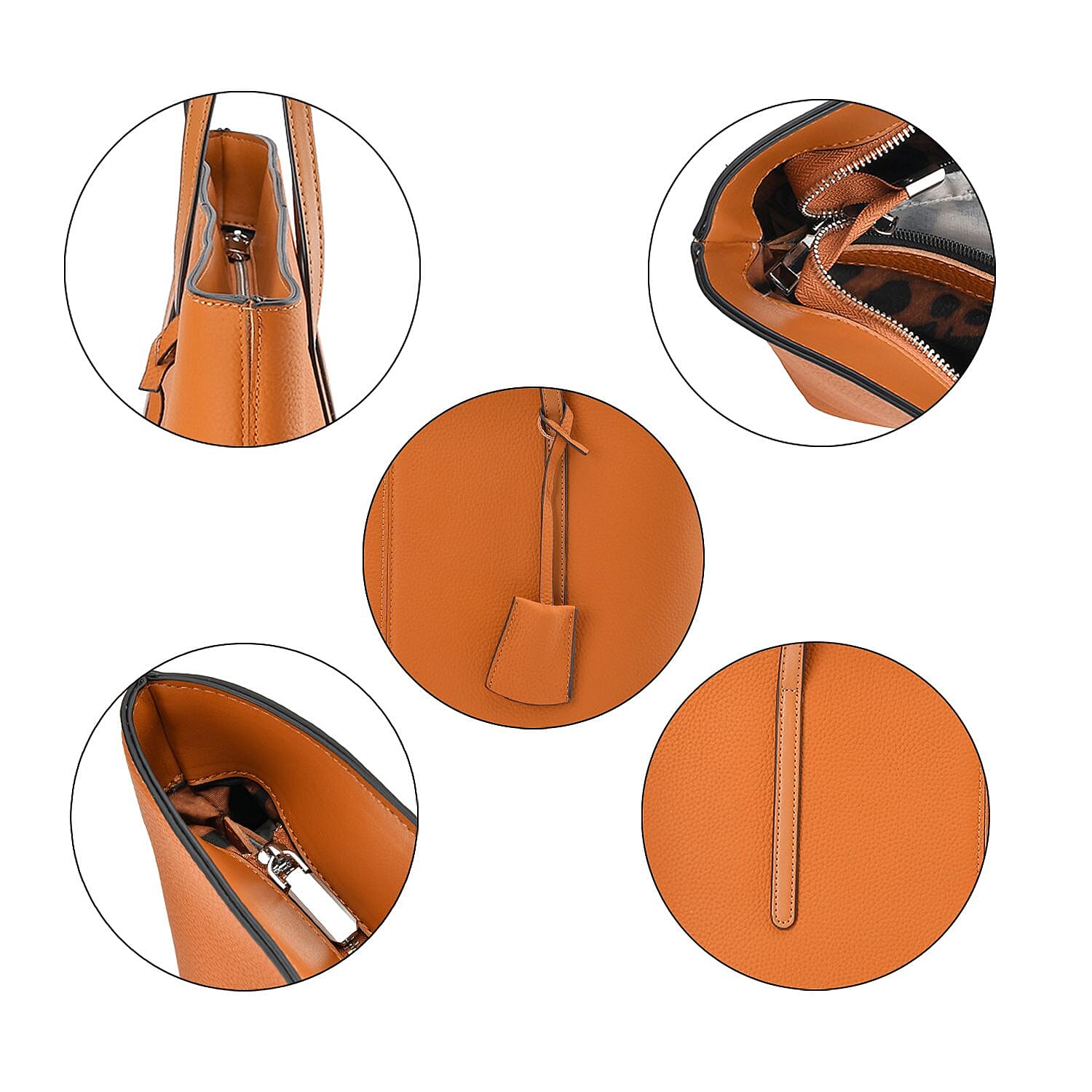 Rome Closeout Genuine Leather Solid Tote Bag  - Tan