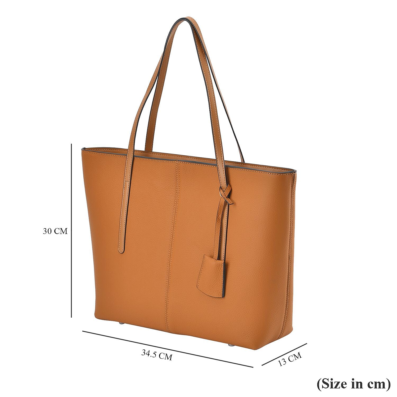 Rome Closeout Genuine Leather Solid Tote Bag  - Tan