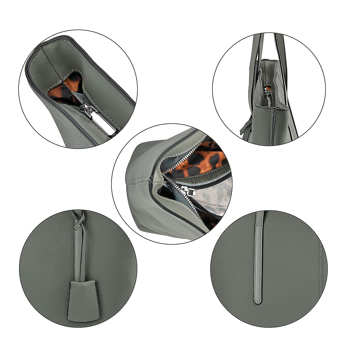 Rome Closeout Genuine Leather Solid Tote Bag - Sage