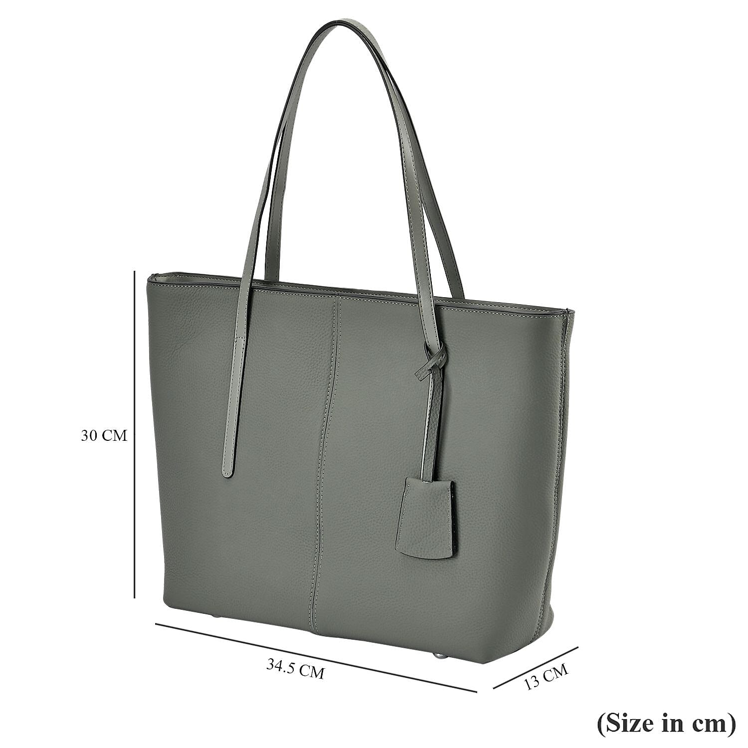 Rome Closeout Genuine Leather Solid Tote Bag - Sage