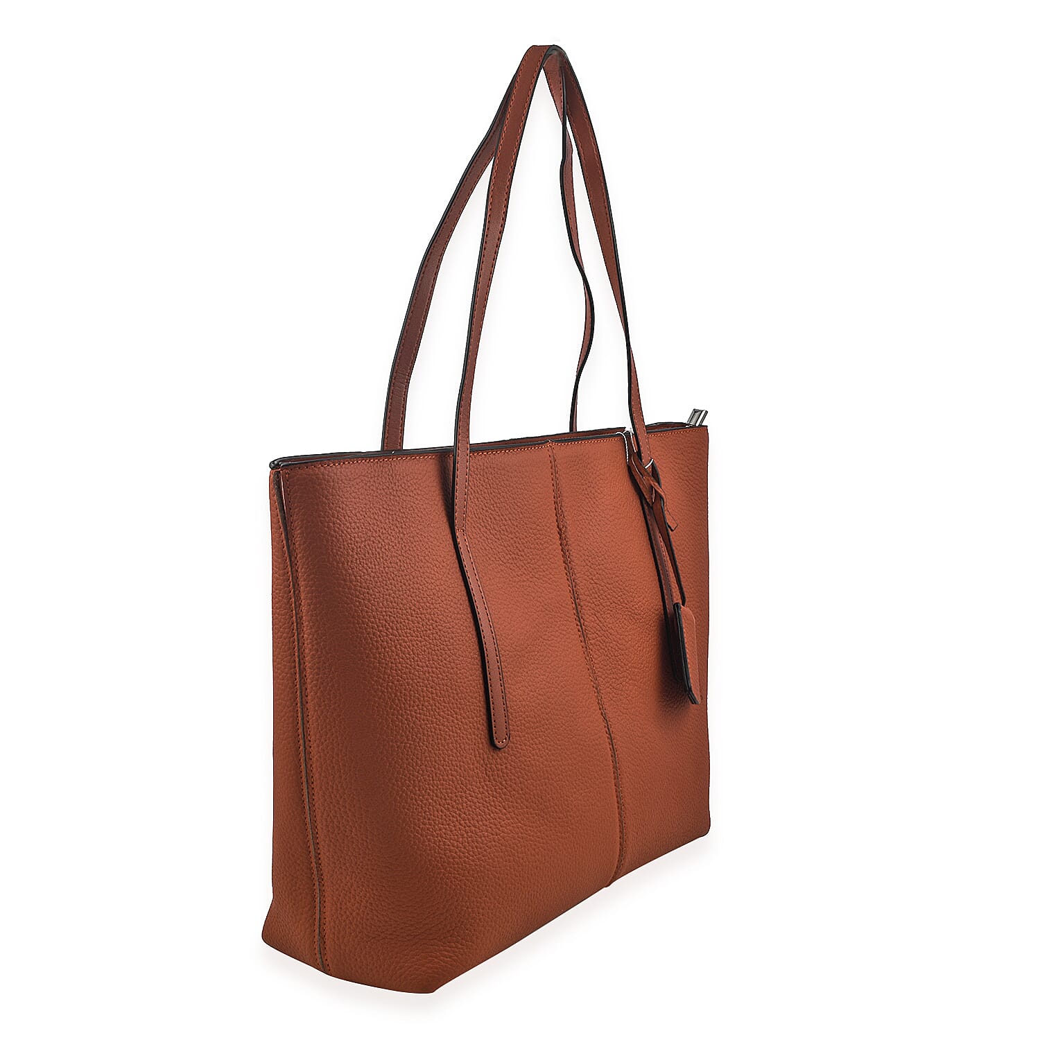 Genuine Leather Solid Tote Bag - Dusky Pink