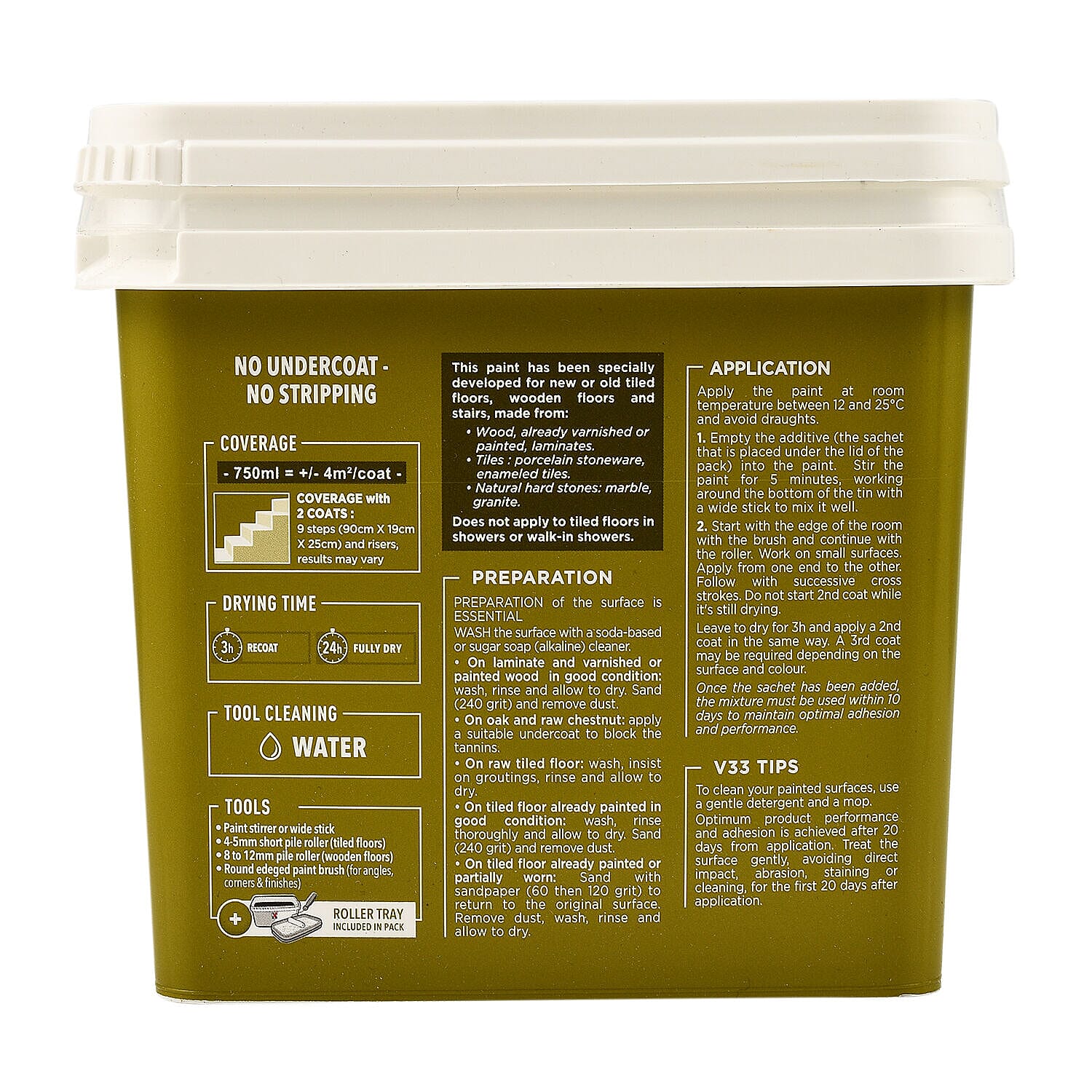 V33 - Renovation Floor and Stairs Paint Satin Finish- 750ml- Soft Grey