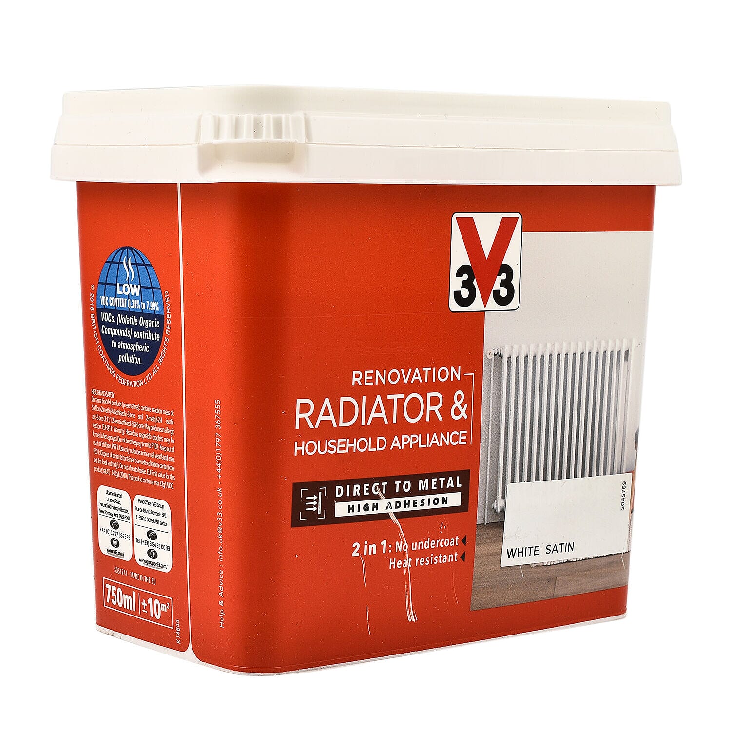 V33 Renovation Radiator & Appliances Paint Satin Finish- 750ml (White)