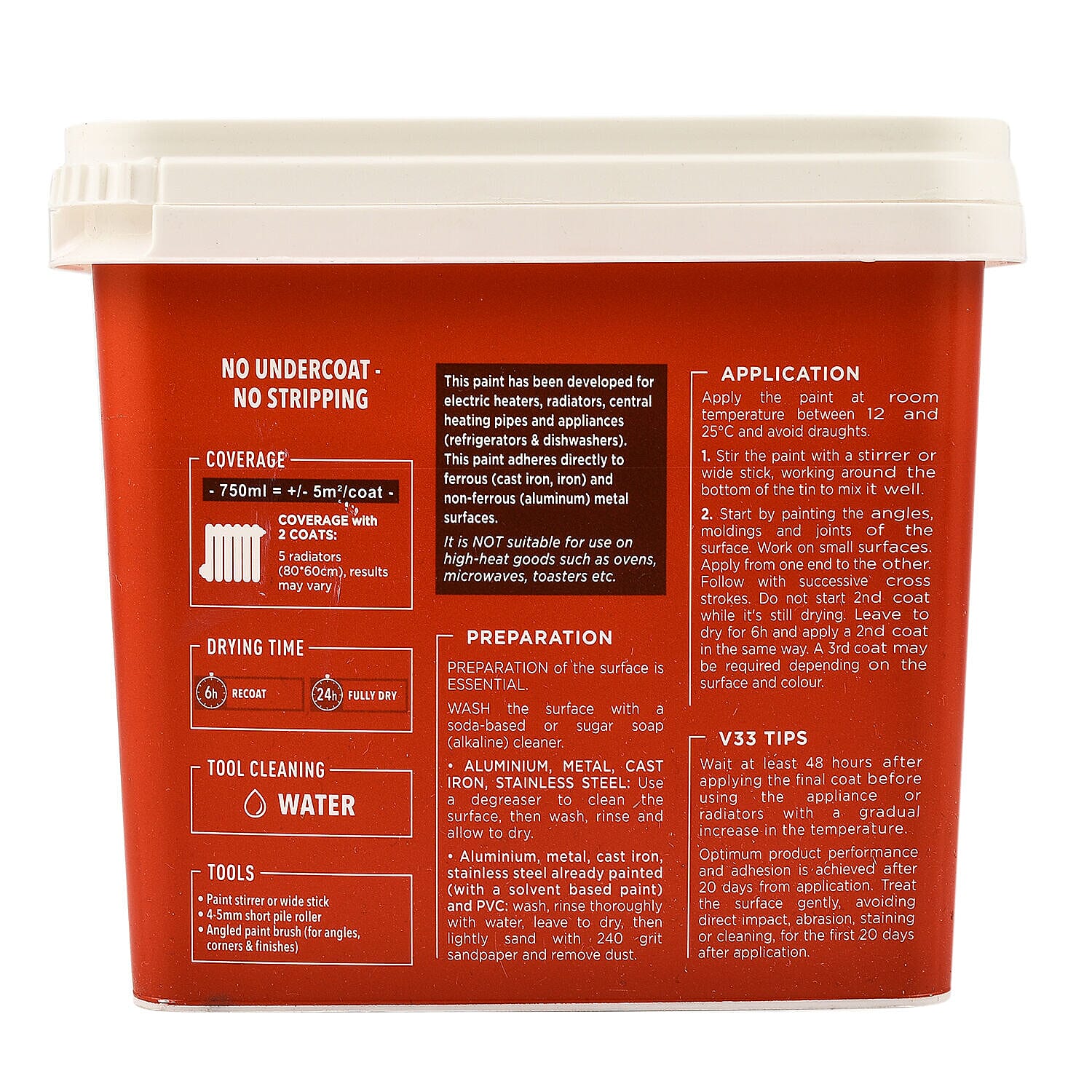 V33 Renovation Radiator & Appliances Paint Satin Finish- 750ml (White)