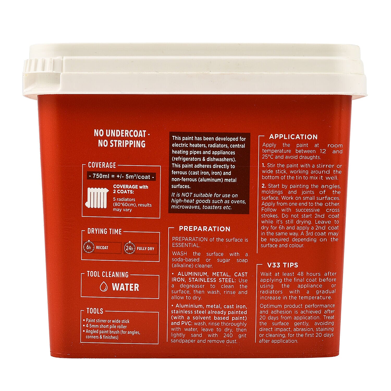 V33 Renovation Radiator & Appliances Paint Satin Finish - 750ml  Soft Grey