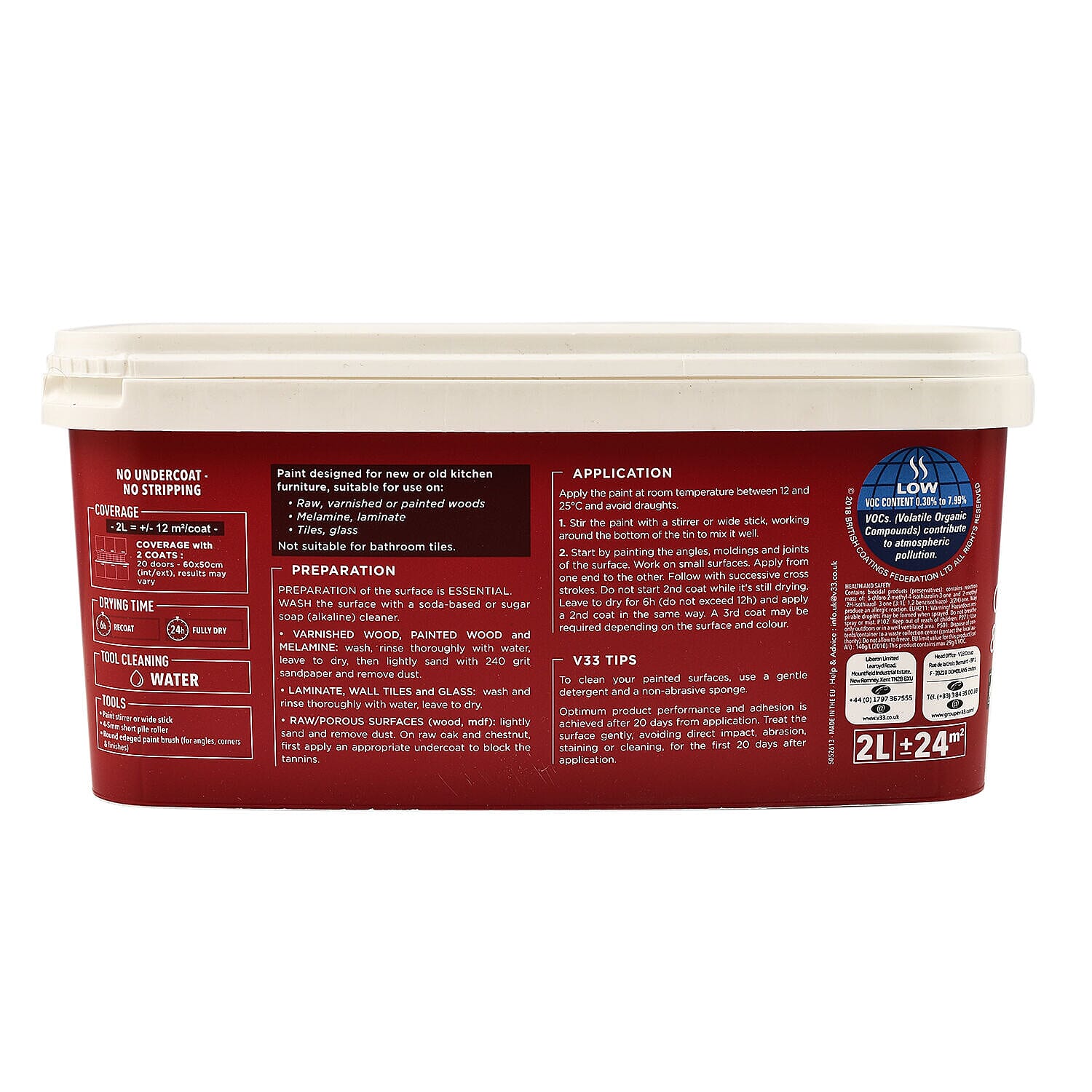 V33 Renovation Cupboard and Cabinet Paint Satin Finish- 2L (Cotton Color)