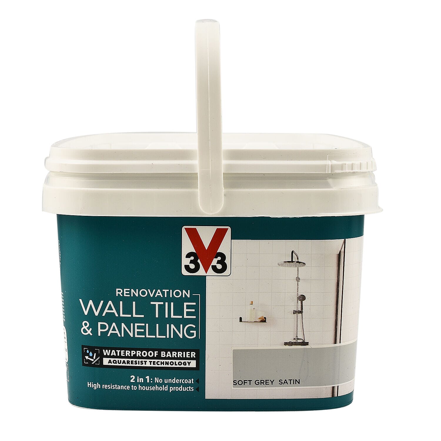 V33 Renovation Wall Tile and Panelling Paint Satin Finish -2L - Soft Grey