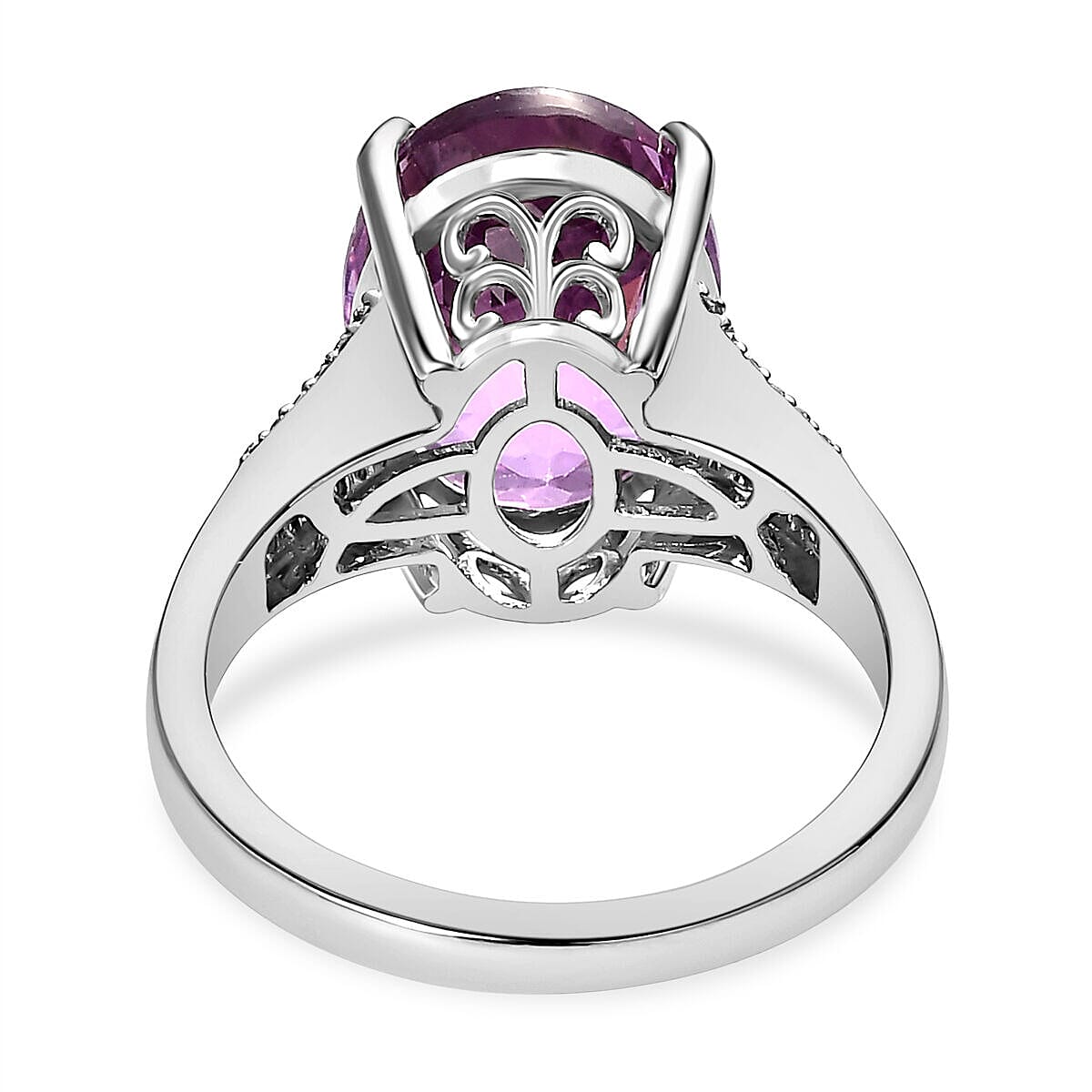 RHAPSODY 950 Platinum AAAA Patroke Kunzite and Diamond (VS-E-F) Ring 8.79 Ct, Platinum Wt. 7.31 Gms