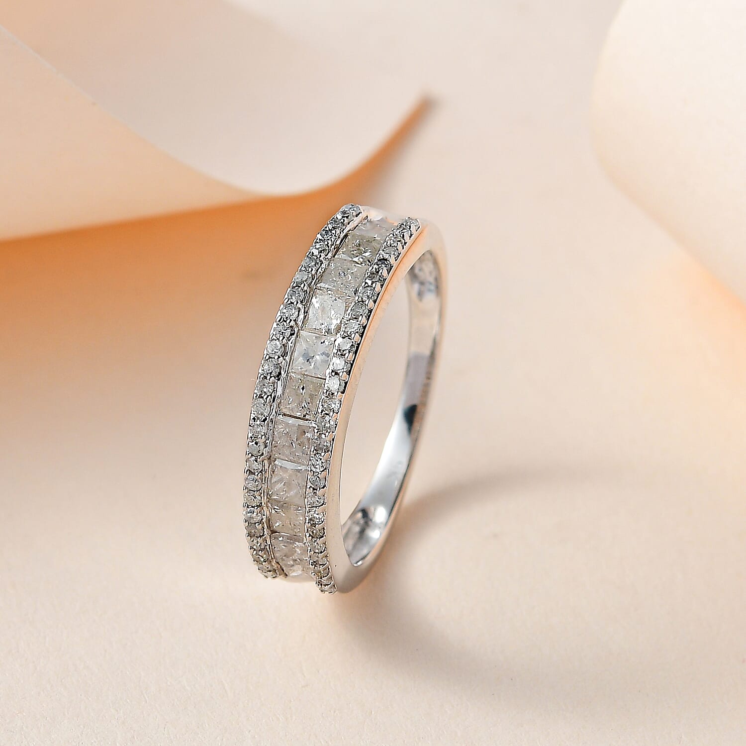 9K White Gold SGL Certified Diamond (G-H) Band Ring 1.00 Ct