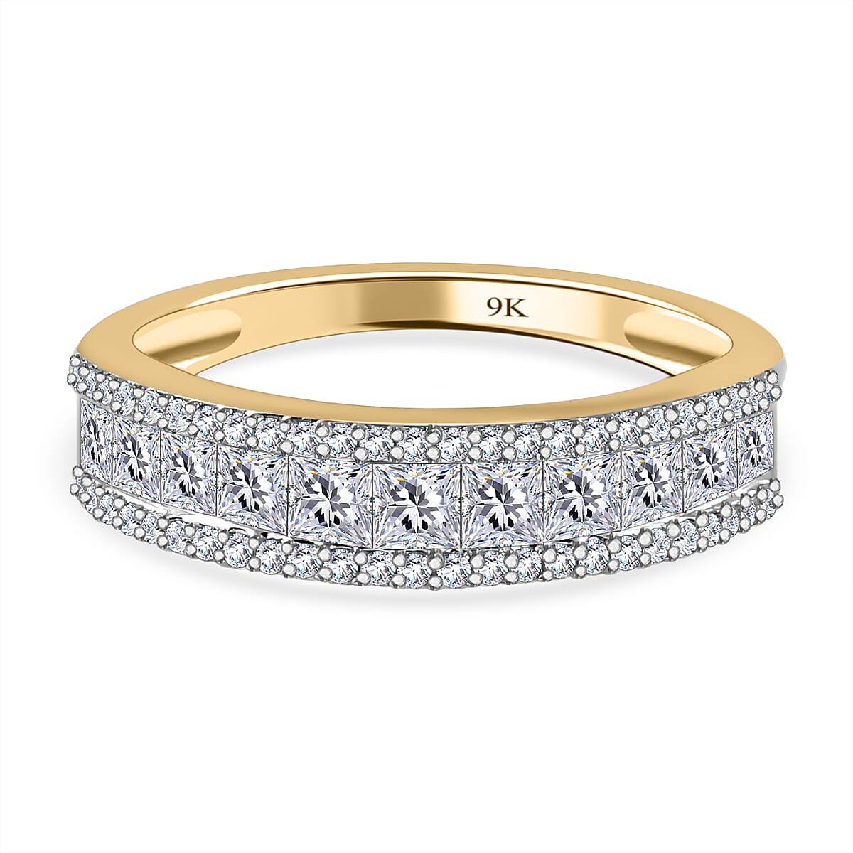 9K Yellow Gold SGL Certified Diamond (G-H) Band Ring 1.00 Ct