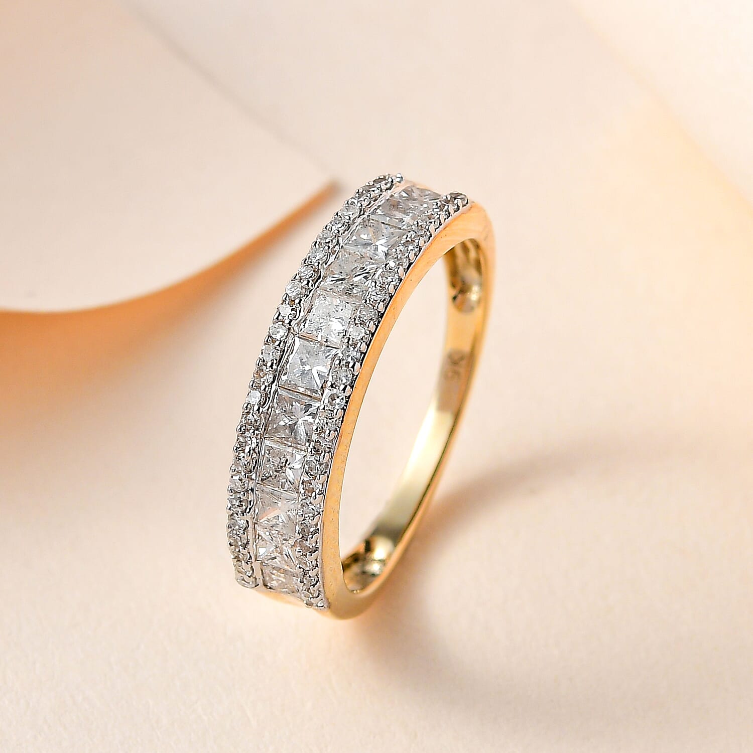 9K Yellow Gold SGL Certified Diamond (G-H) Band Ring 1.00 Ct